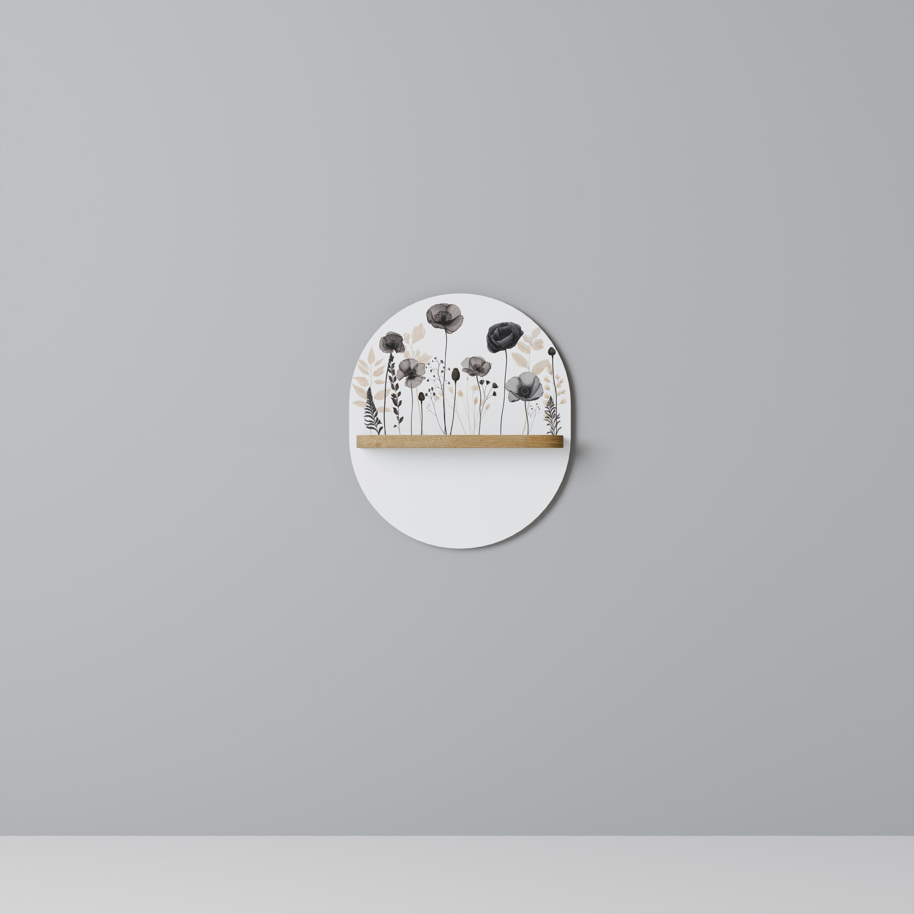 Étagère d'art ovale POPPY ALLURE effet chêne