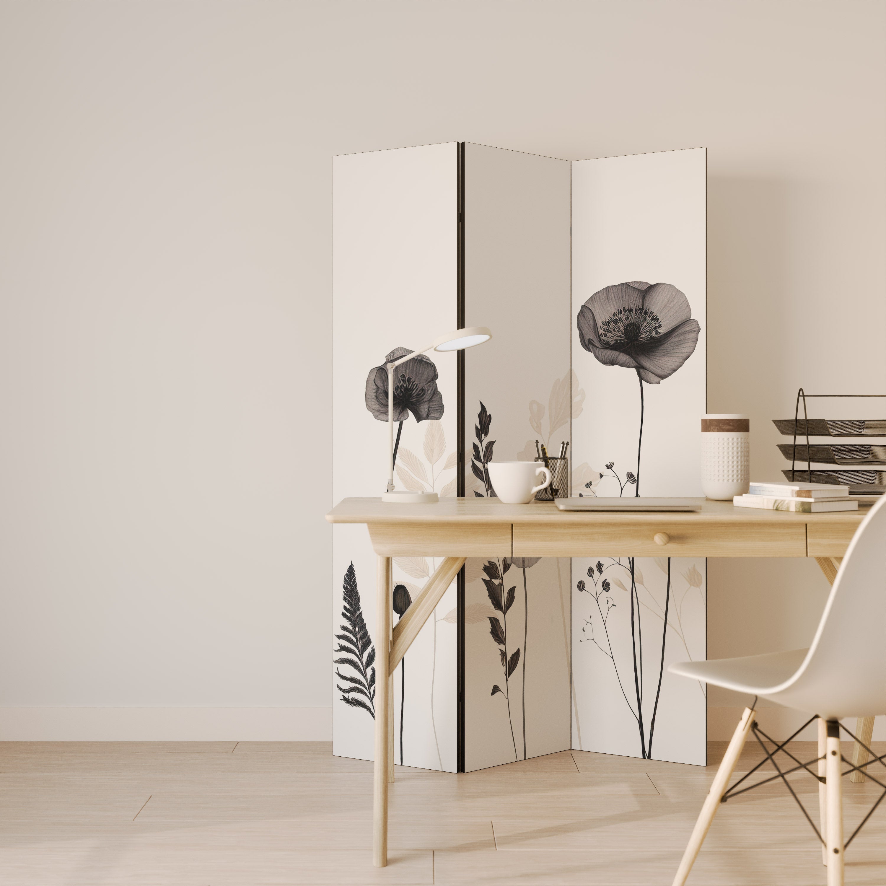 Paravent décoratif à 3 panneaux POPPY ALLURE
