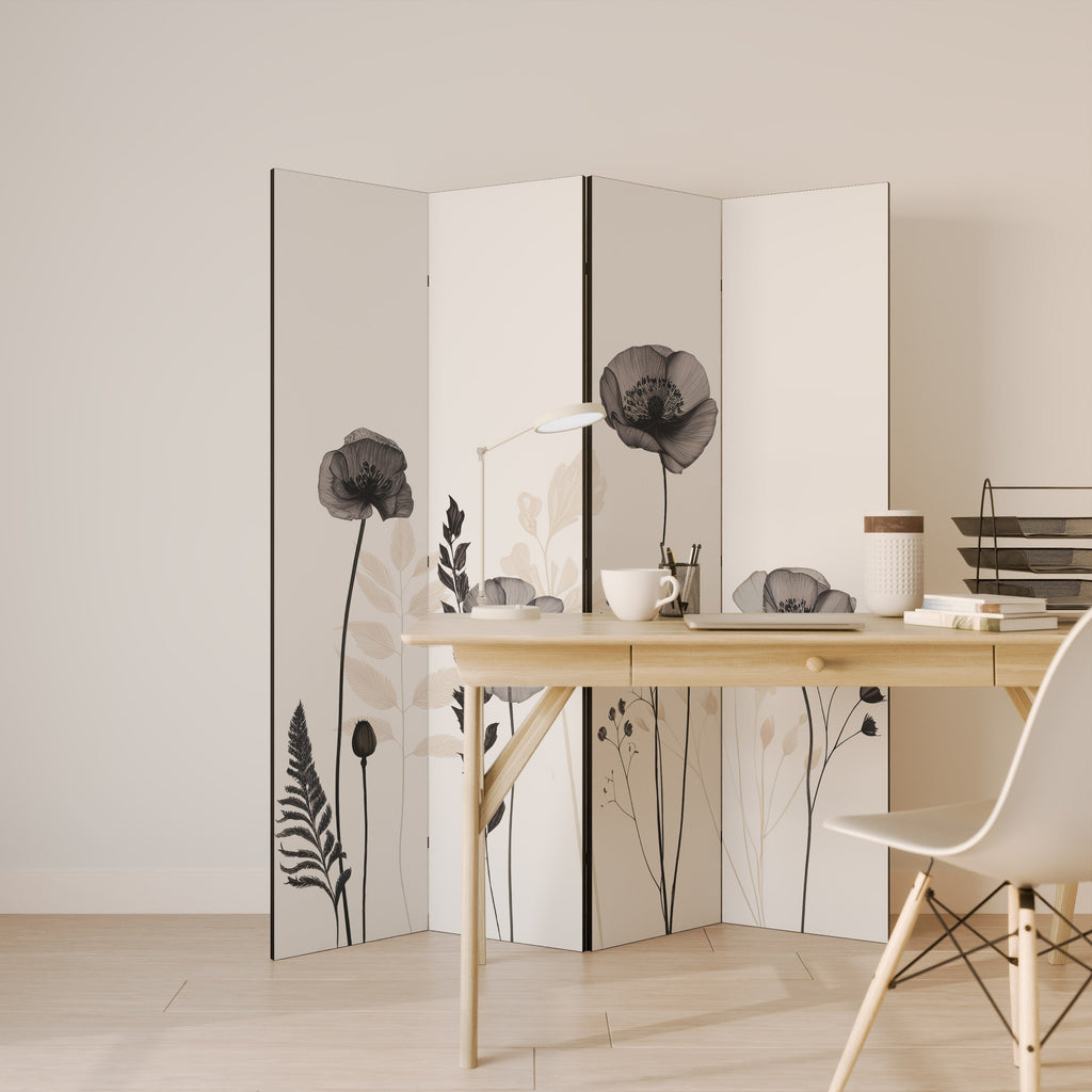 Paravent décoratif à 4 panneaux POPPY ALLURE