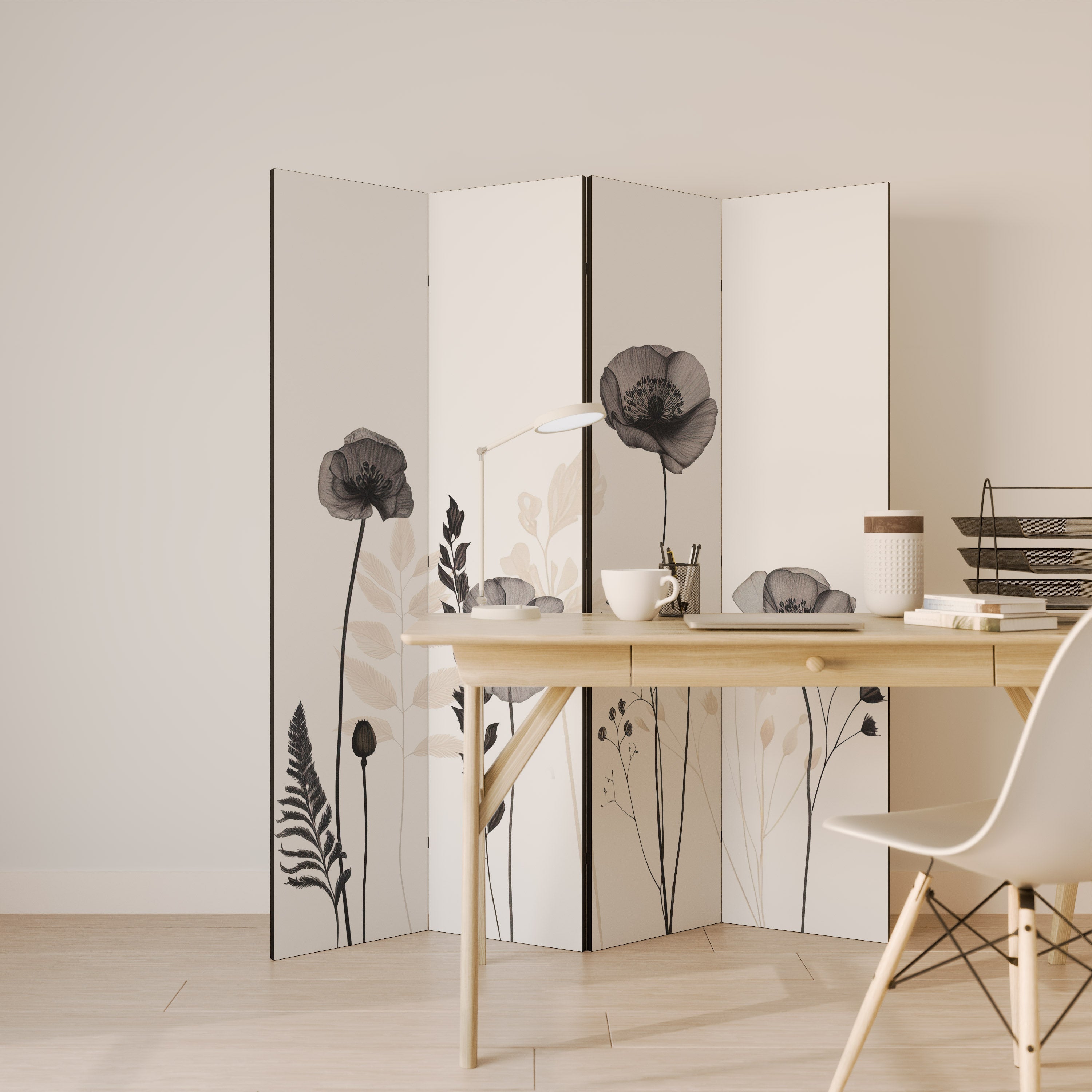 Paravent décoratif à 4 panneaux POPPY ALLURE
