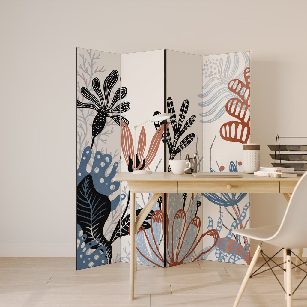 ASSEMBLAGE ORGANIQUE Séparateur de pièce décoratif à 4 panneaux