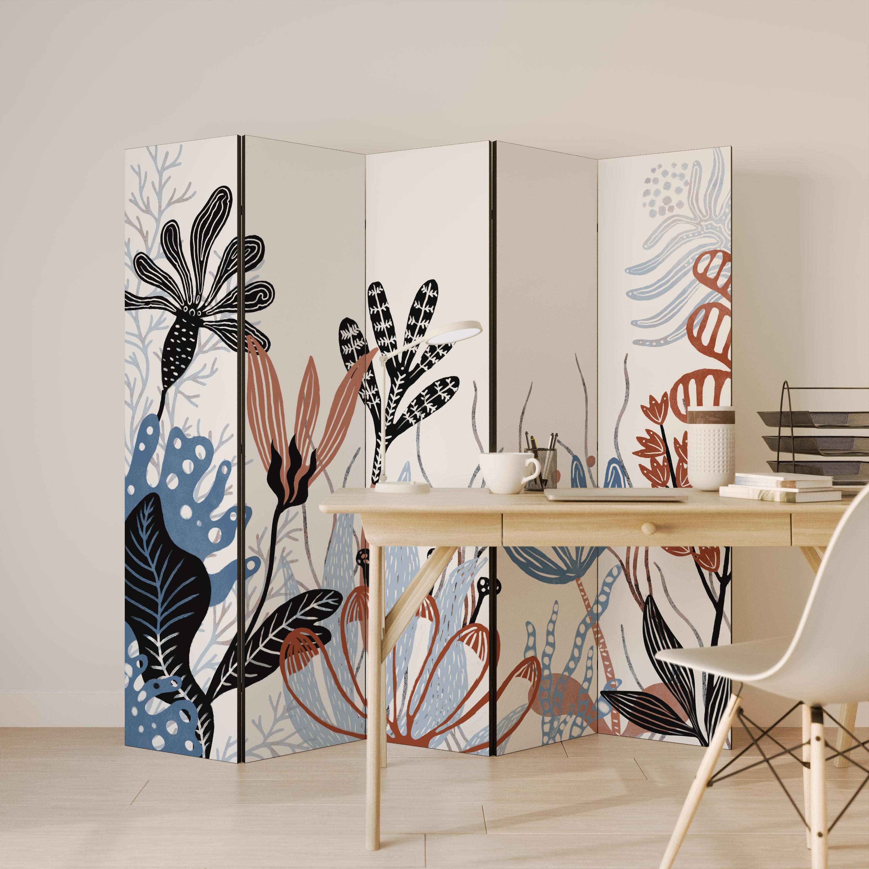 ASSEMBLAGE ORGANIQUE Séparateur de pièce décoratif à 5 panneaux