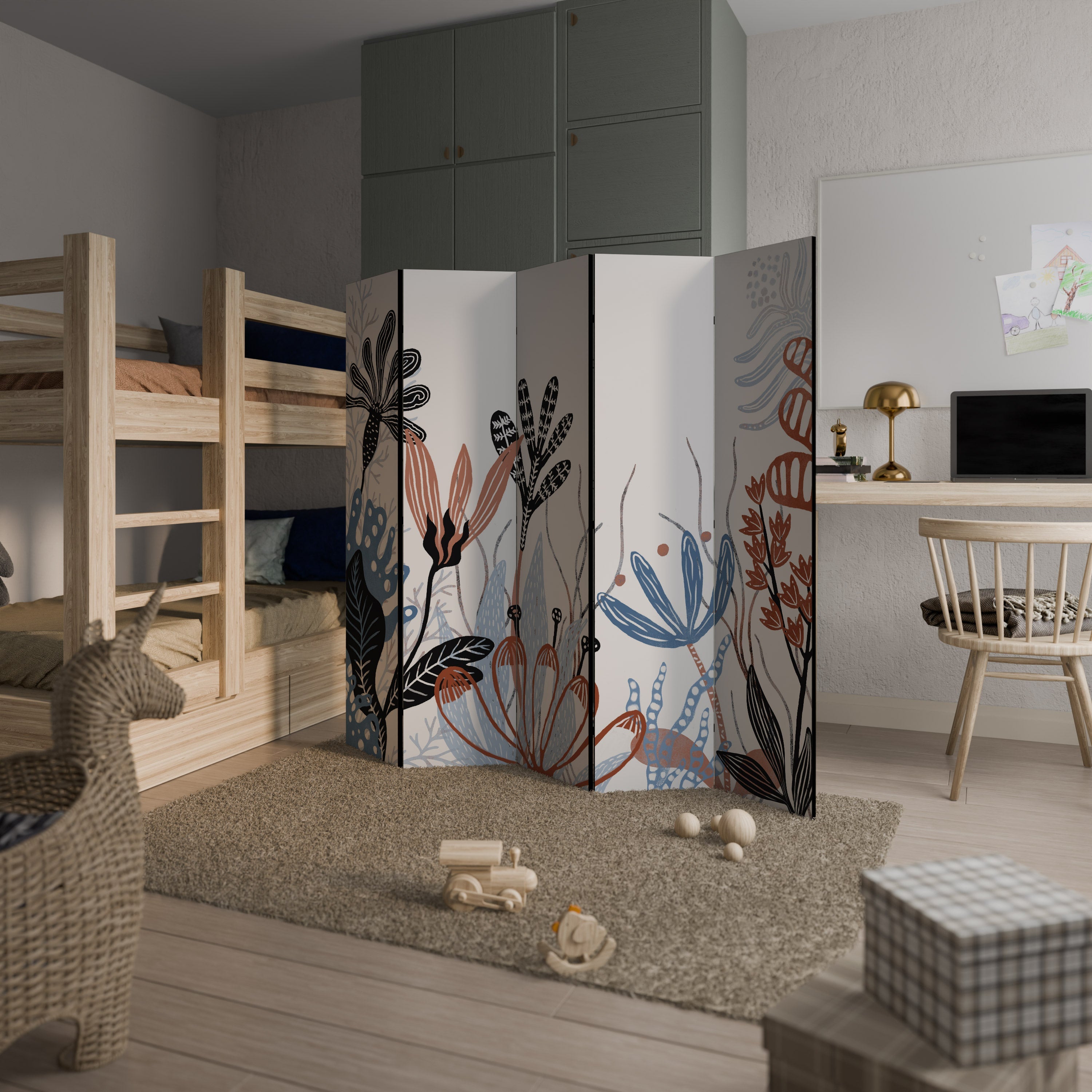 ASSEMBLAGE ORGANIQUE Séparateur de pièce décoratif à 5 panneaux