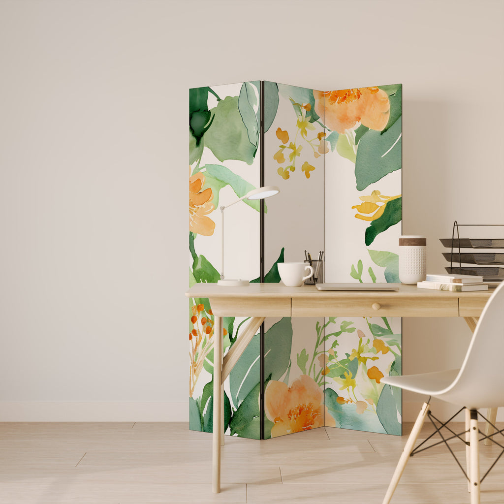 FLORAL SERENITY SPLIT Decorative 3-Panel Room Divider