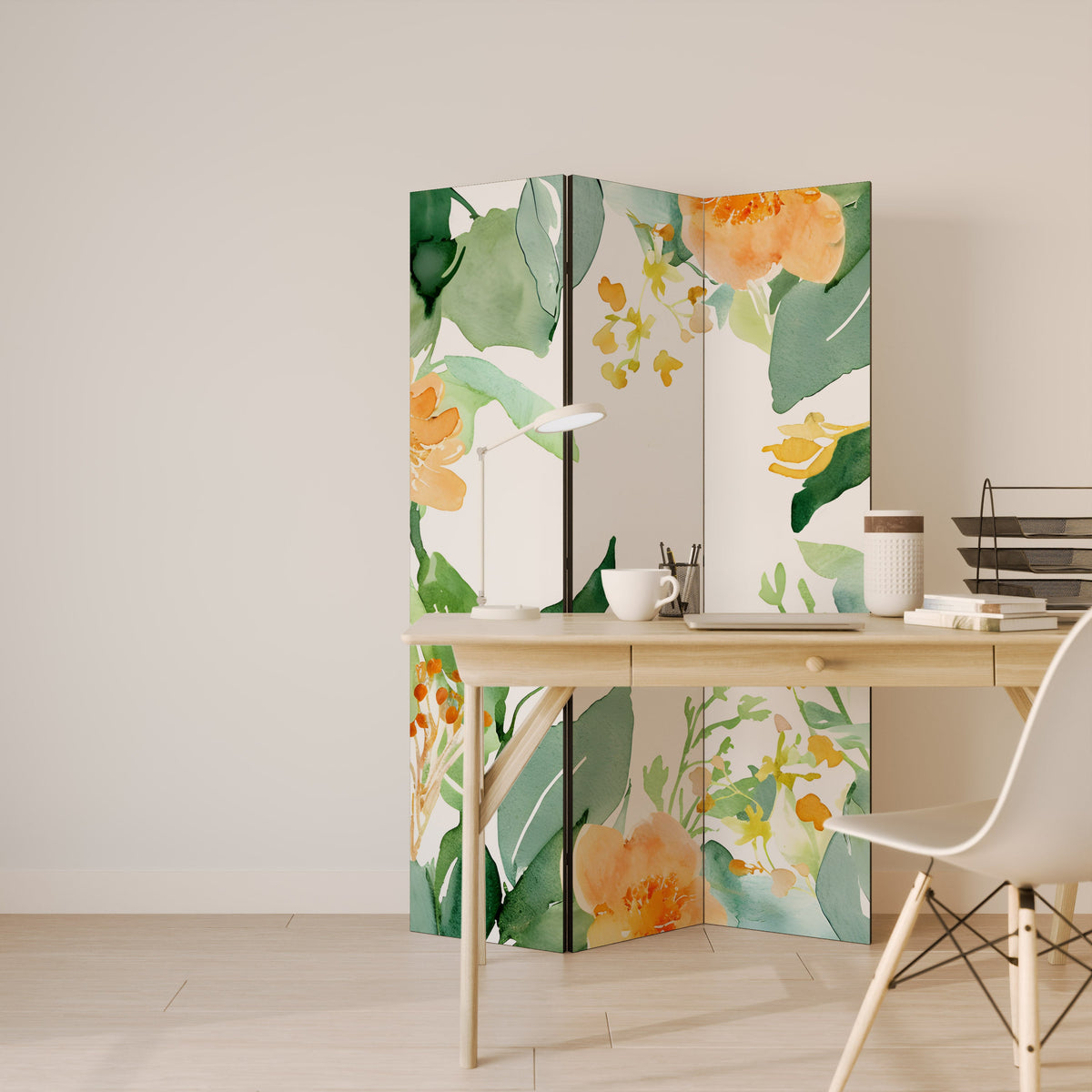 Séparateur de pièce décoratif à 3 panneaux FLORAL SERENITY SPLIT