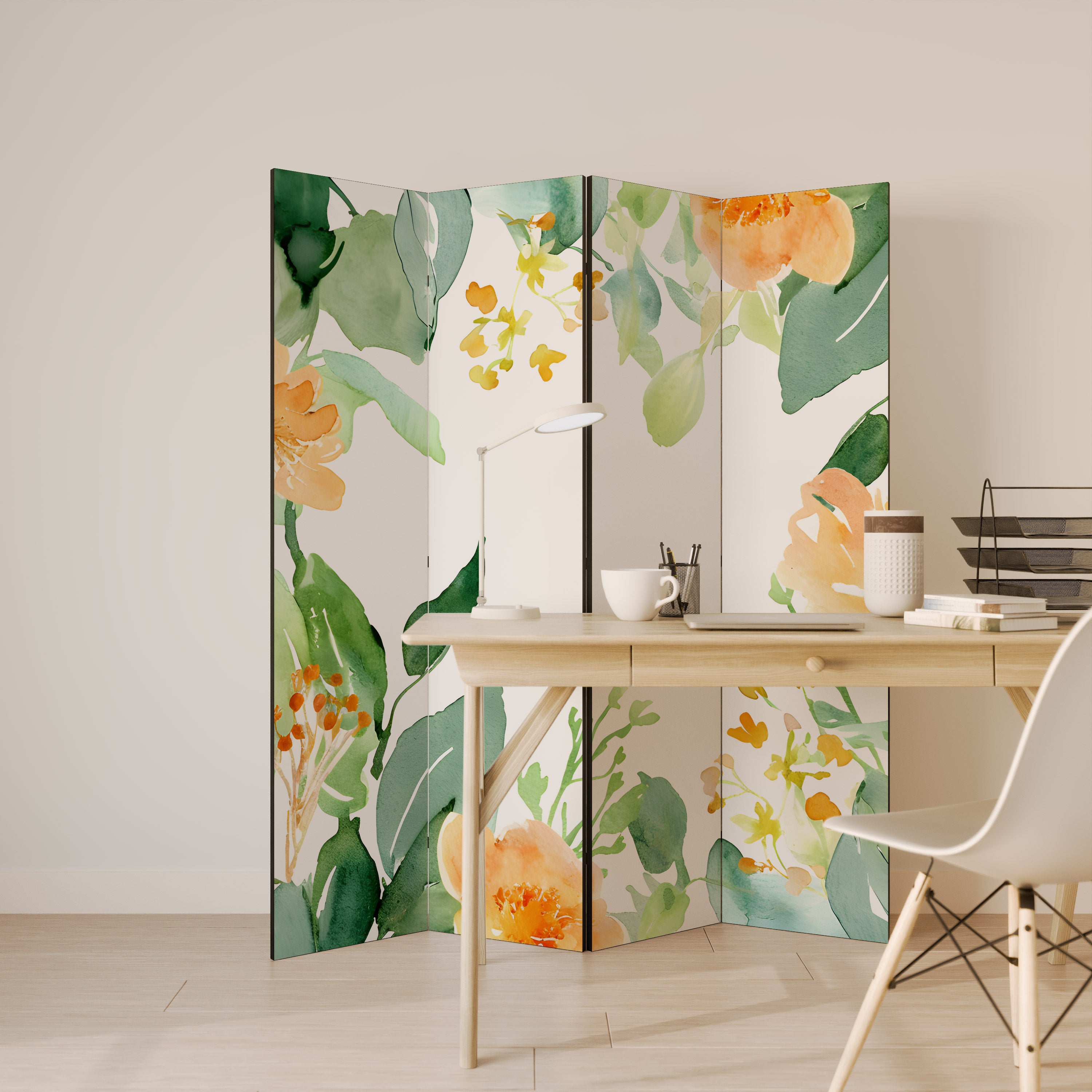 FLORAL SERENITY SPLIT 4-Panel Room Divider