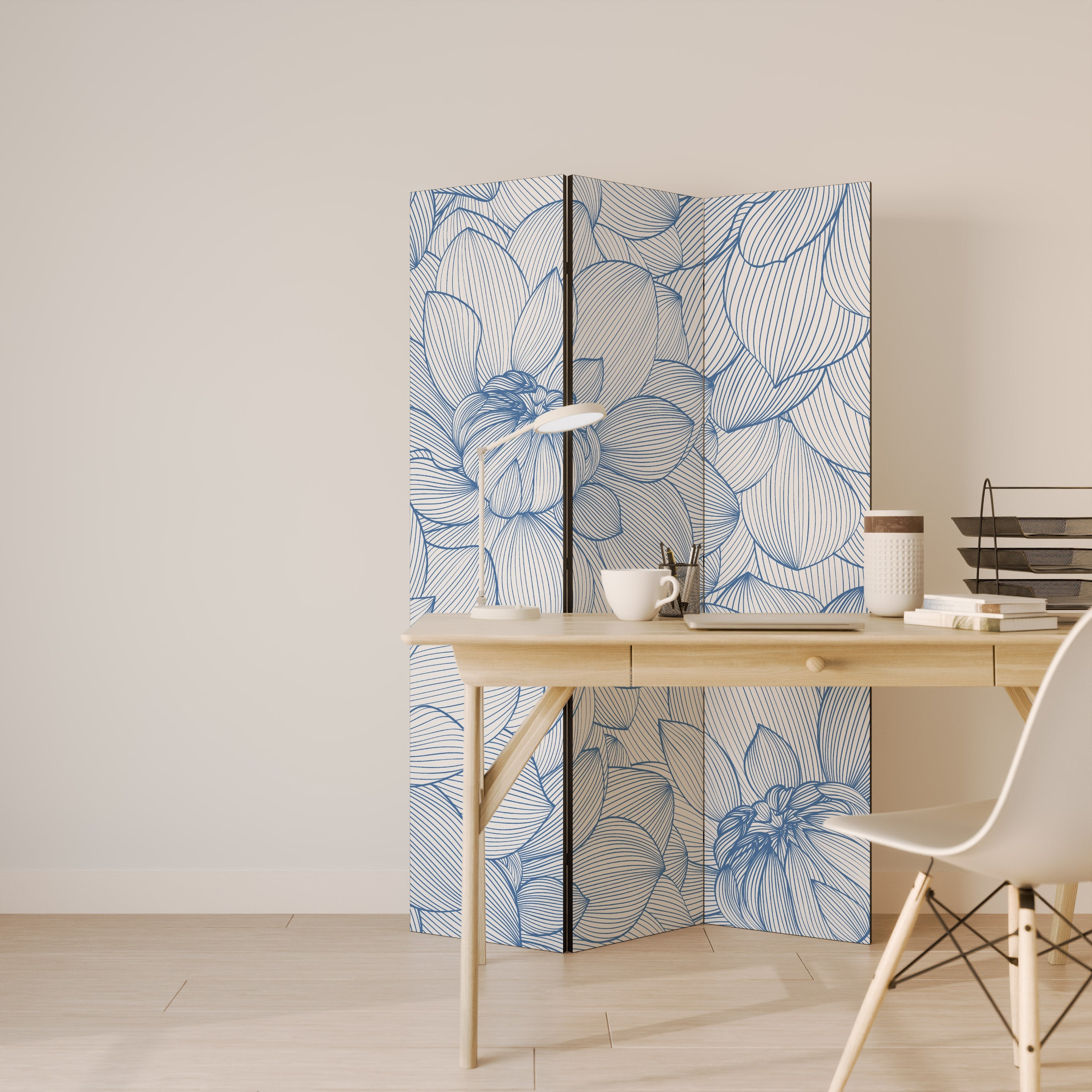 Paravent décoratif à 3 panneaux LUSH LINEAR BLOOMS