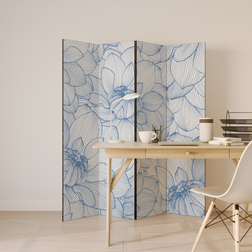 Paravent décoratif à 4 panneaux LUSH LINEAR BLOOMS