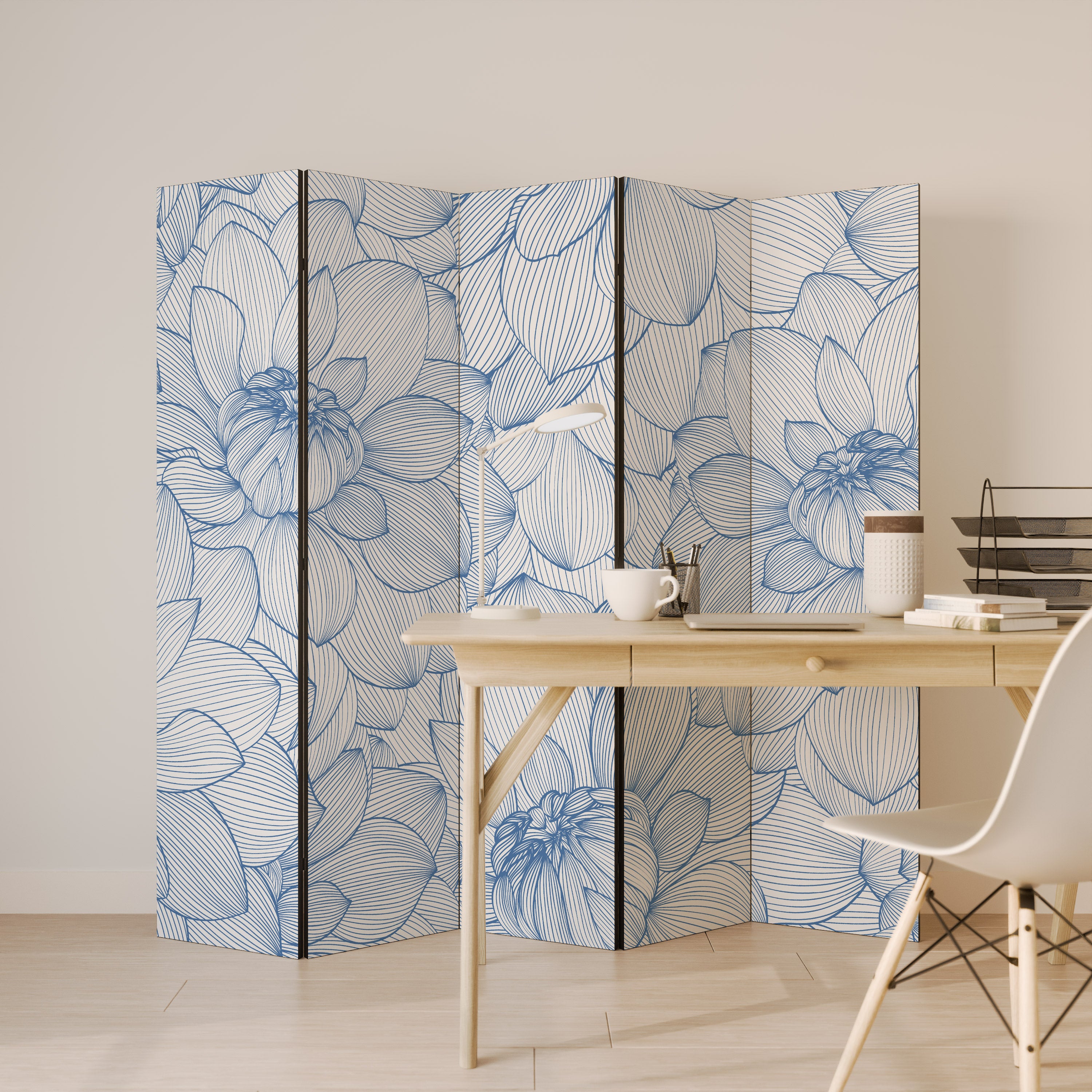 LUSH LINEAR BLOOMS 5-Panel Room Divider
