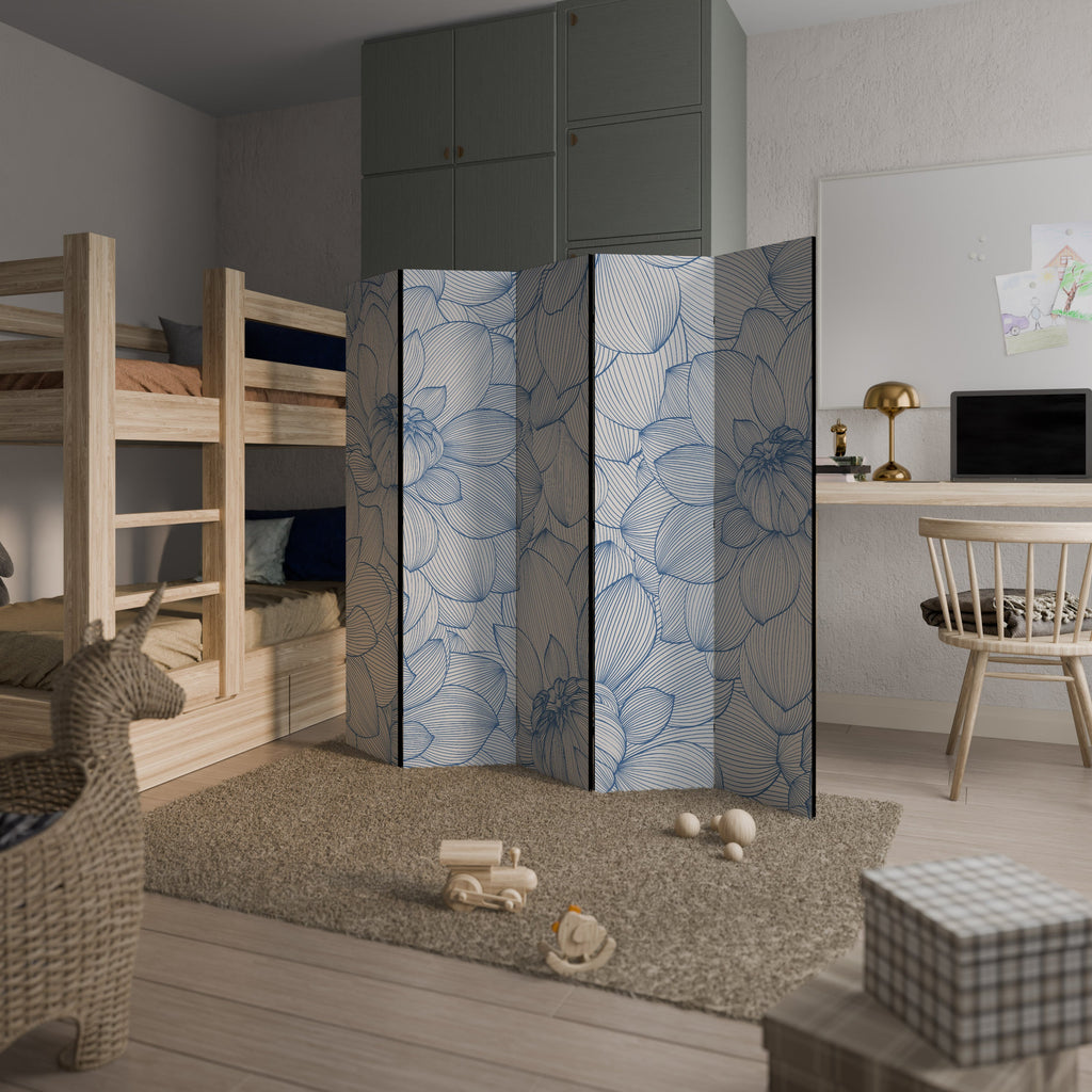 Paravent décoratif à 5 panneaux LUSH LINEAR BLOOMS