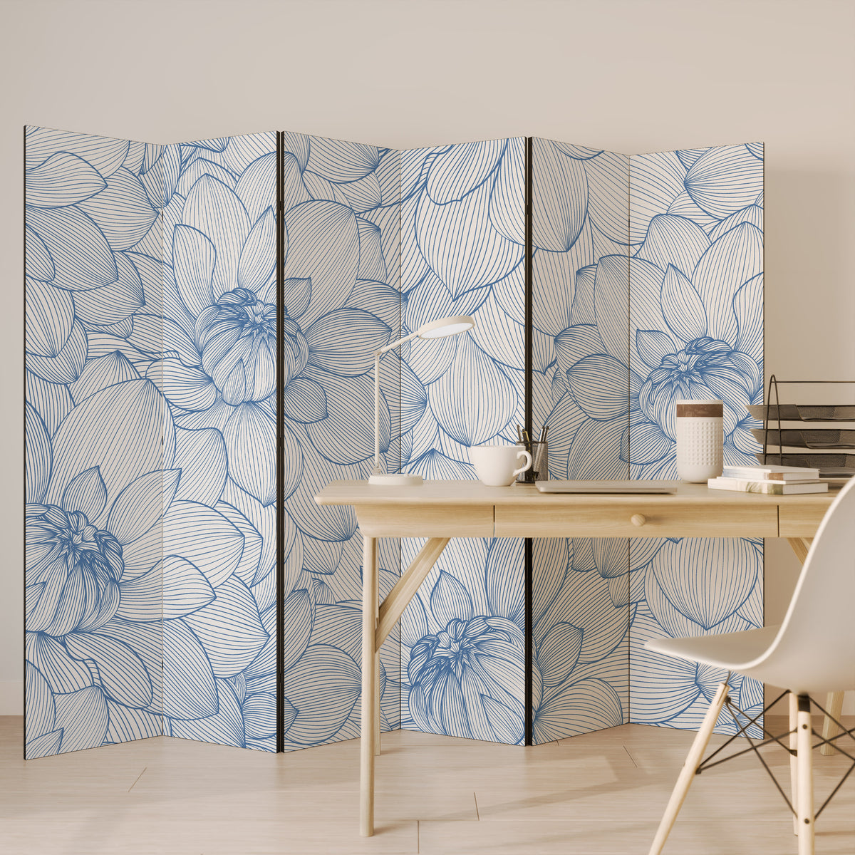 LUSH LINEAR BLOOMS 6-Panel Room Divider
