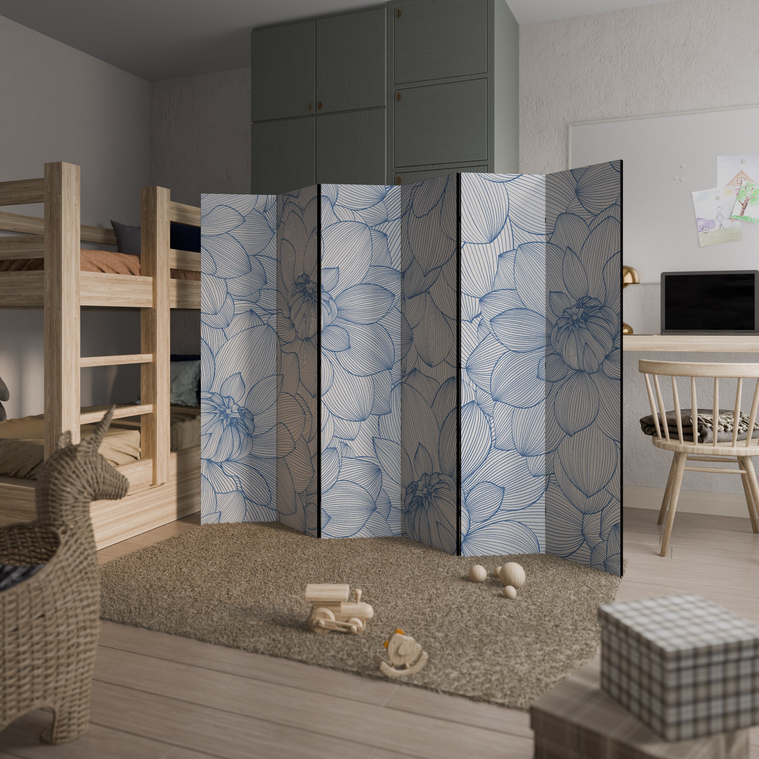 Paravent décoratif à 6 panneaux LUSH LINEAR BLOOMS