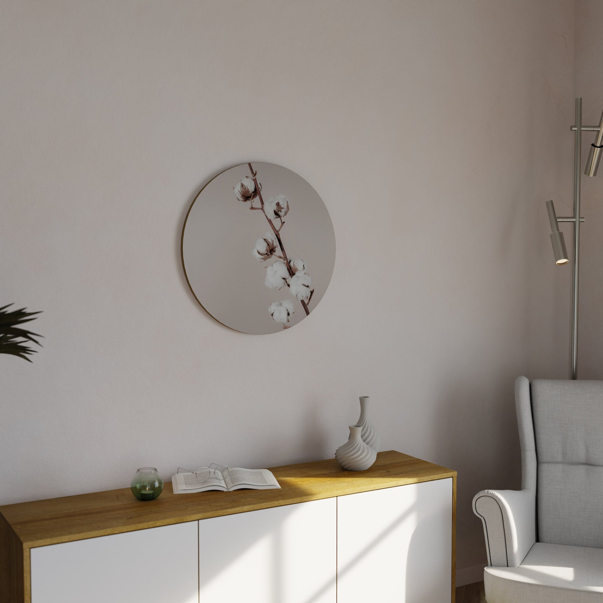 NUAGES DE COTON EN ÉQUILIBRE Décoration murale ronde