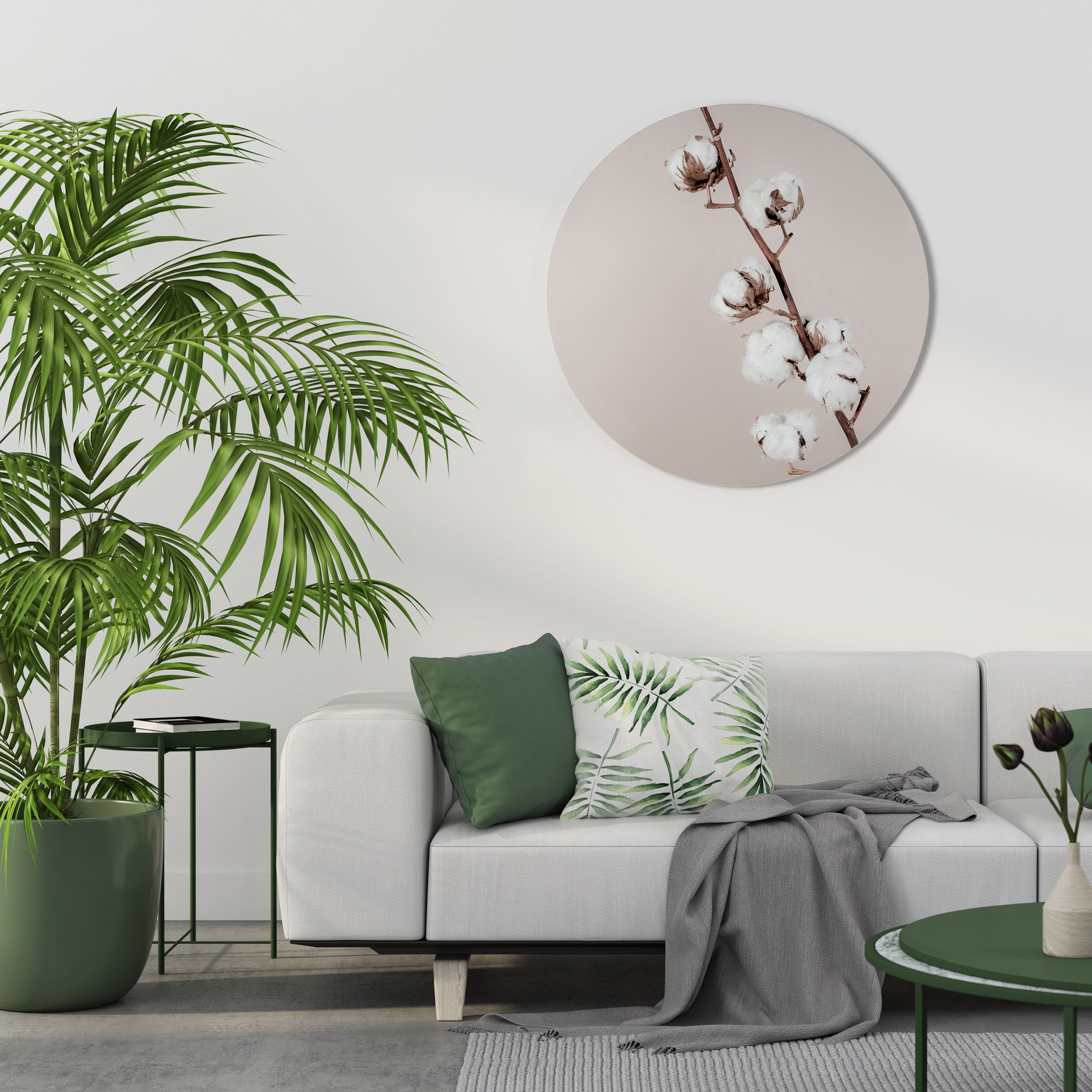 NUAGES DE COTON EN ÉQUILIBRE Décoration murale ronde