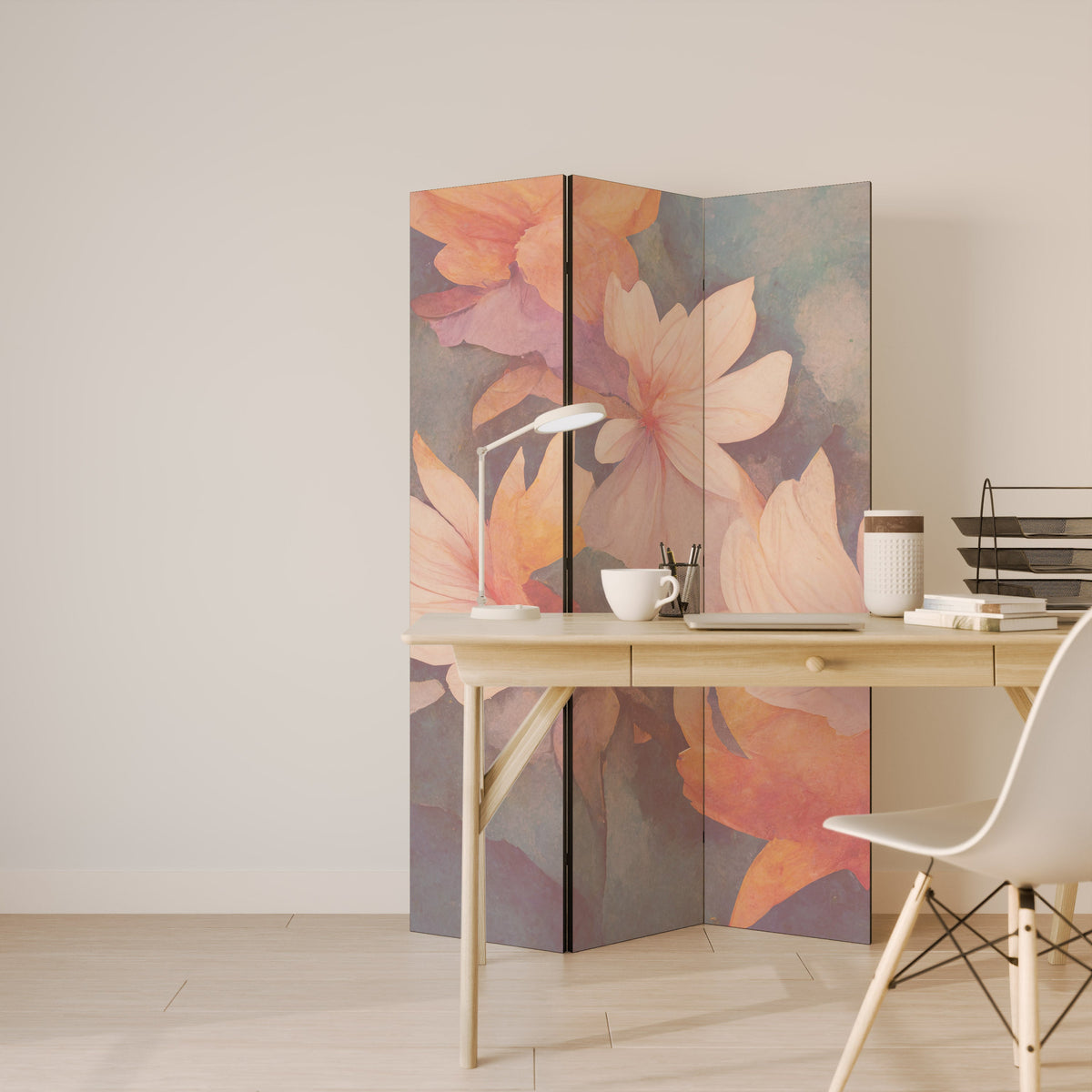 Séparateur de pièce décoratif à 3 panneaux PETAL GRACE