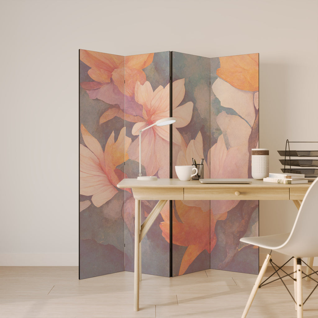 Séparateur de pièce décoratif à 4 panneaux PETAL GRACE