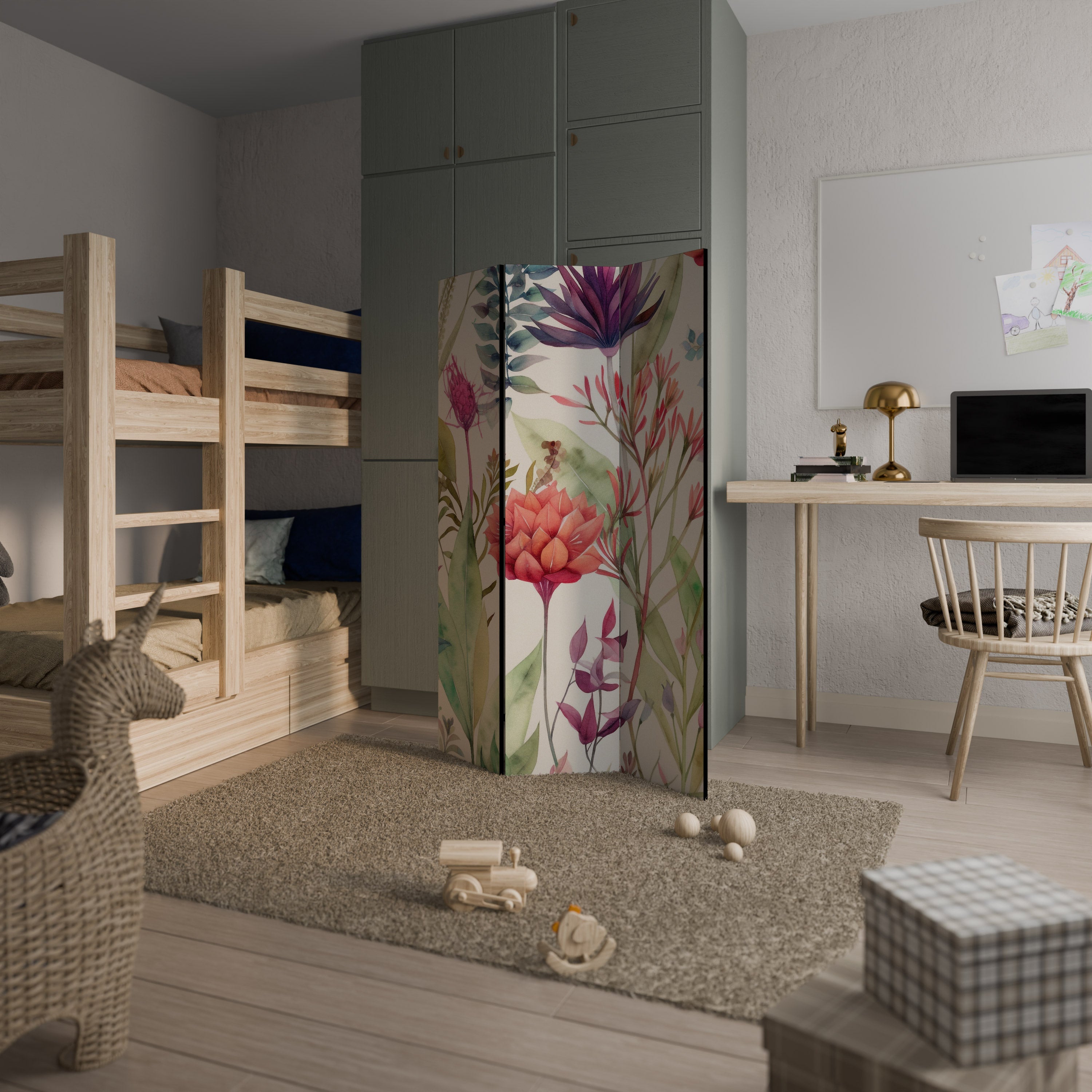 Paravent décoratif à 3 panneaux HERBAL FIESTA