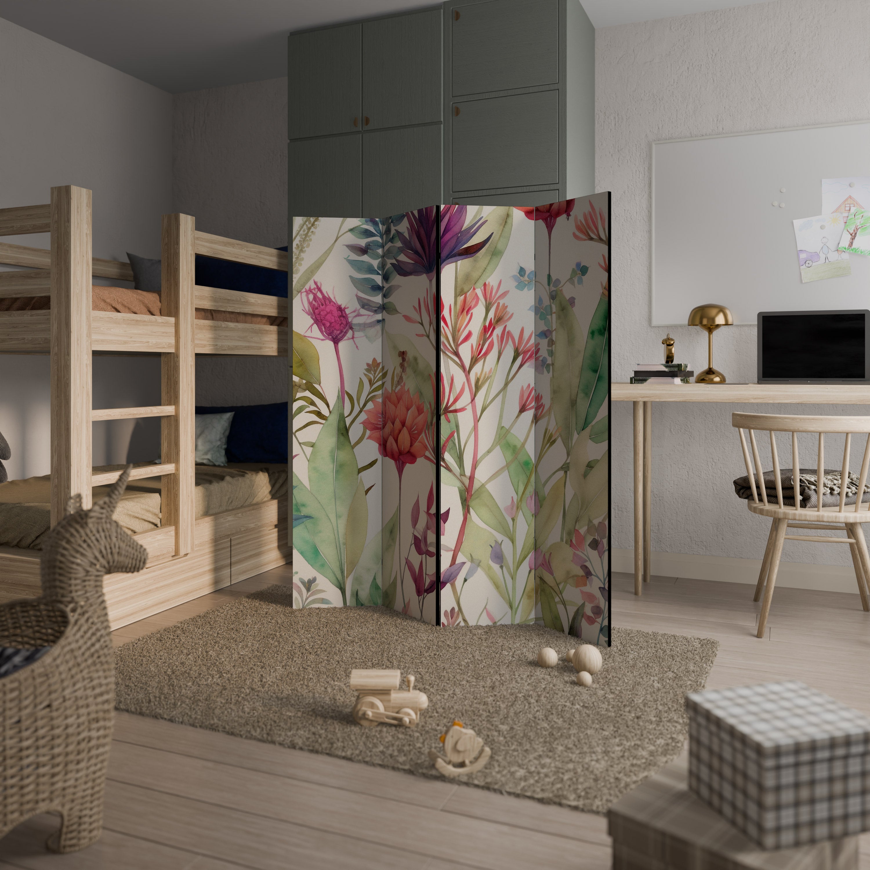 HERBAL FIESTA 4-Panel Room Divider