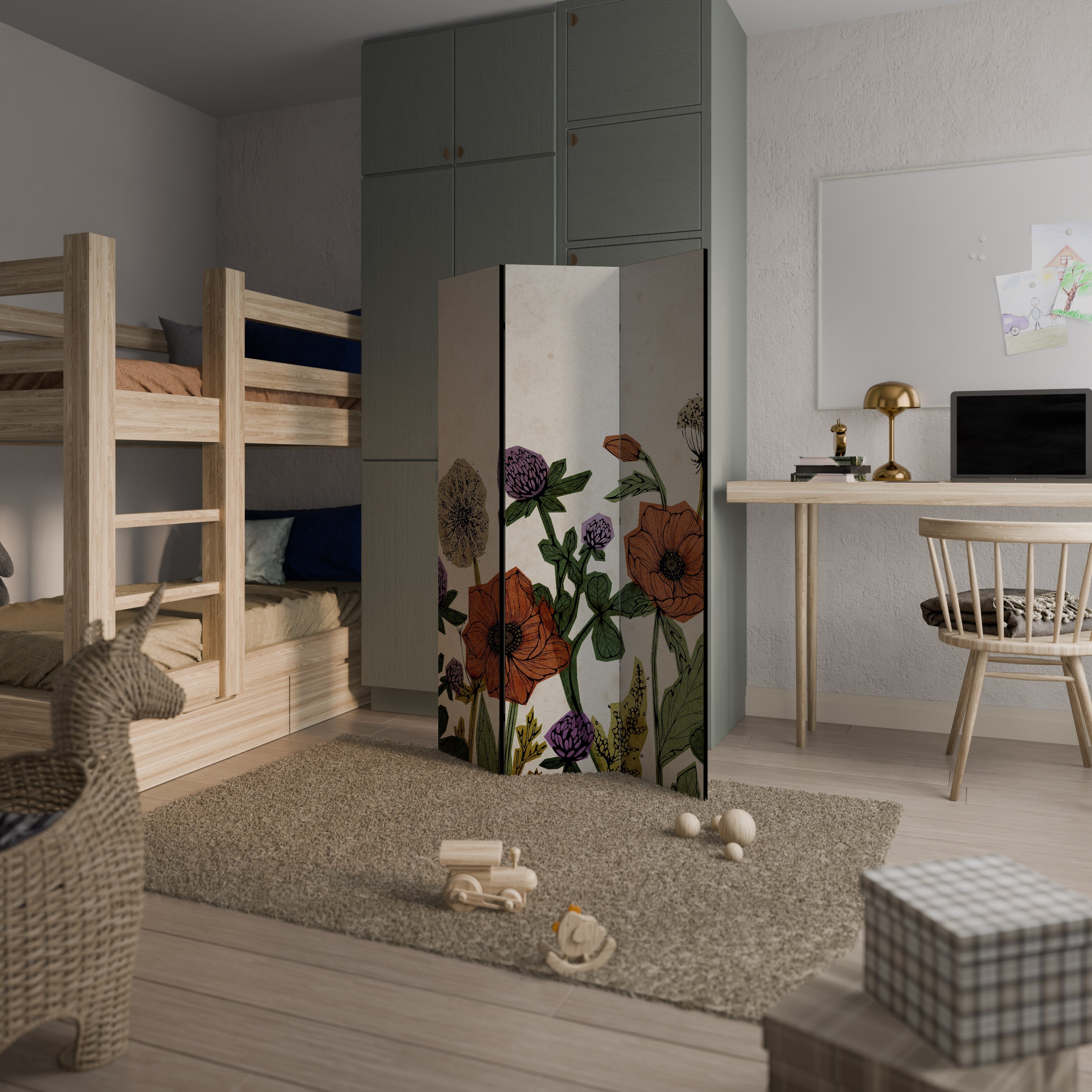 Séparateur de pièce décoratif à 3 panneaux SPROUT ELEGANCE