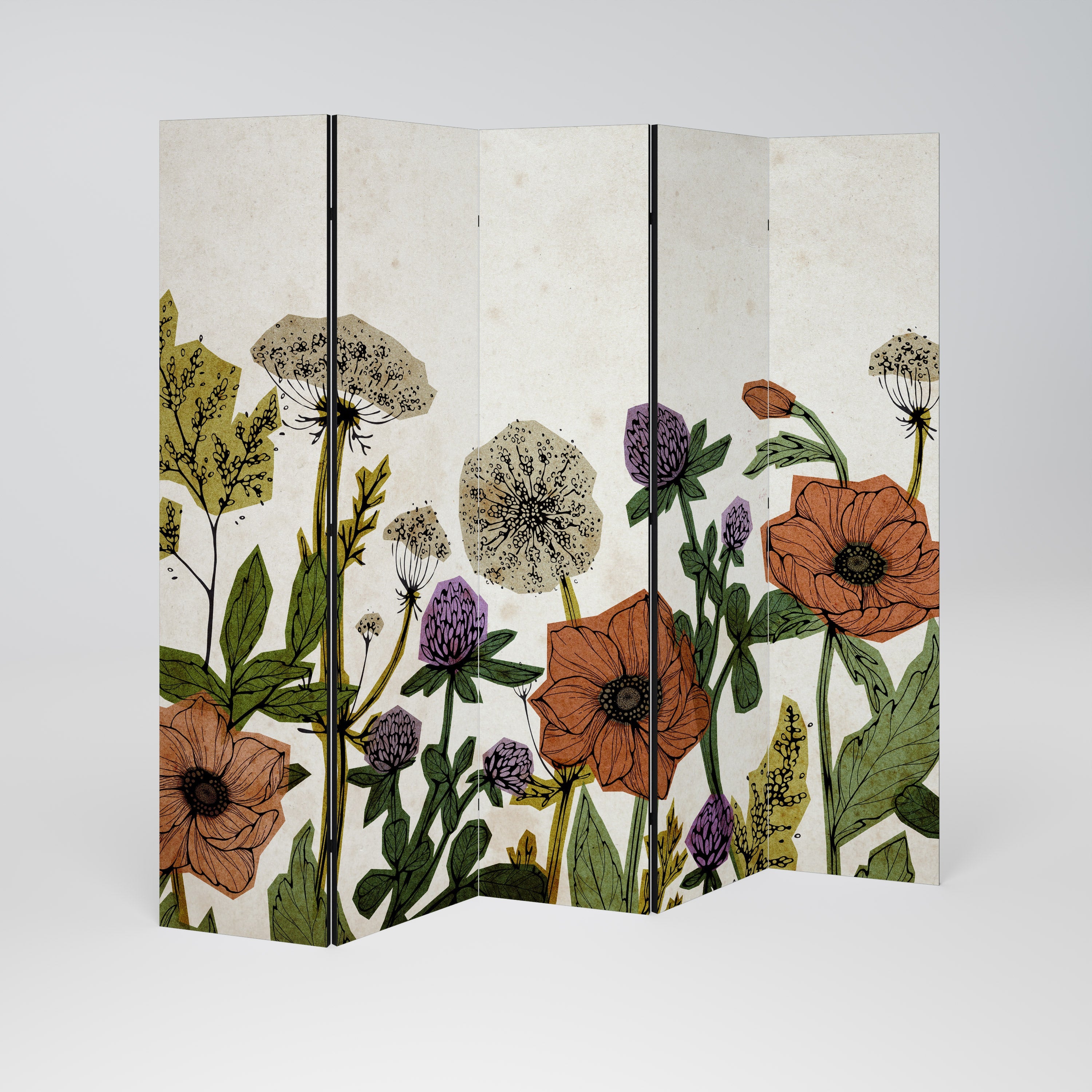 Séparateur de pièce décoratif à 5 panneaux SPROUT ELEGANCE