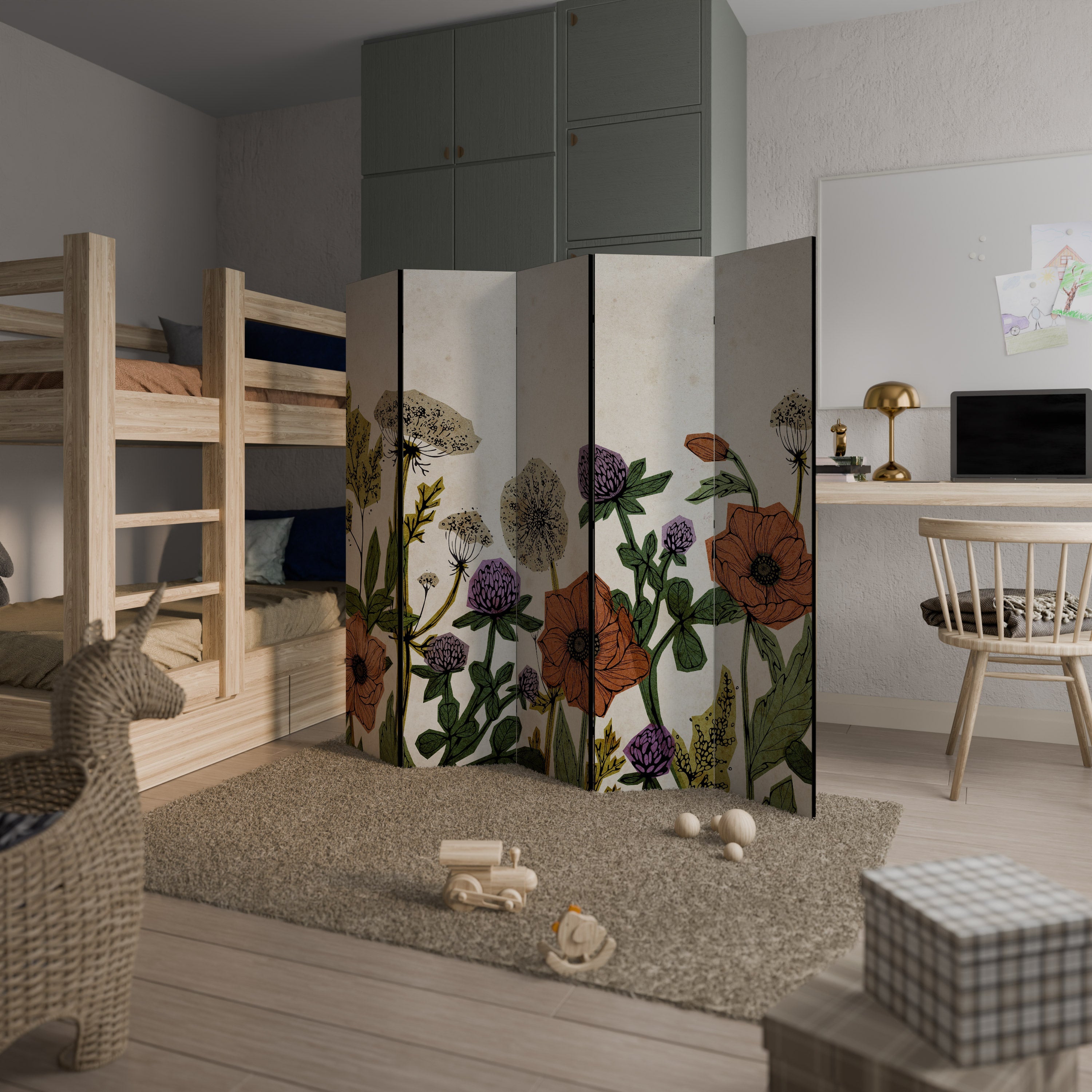 Séparateur de pièce décoratif à 5 panneaux SPROUT ELEGANCE