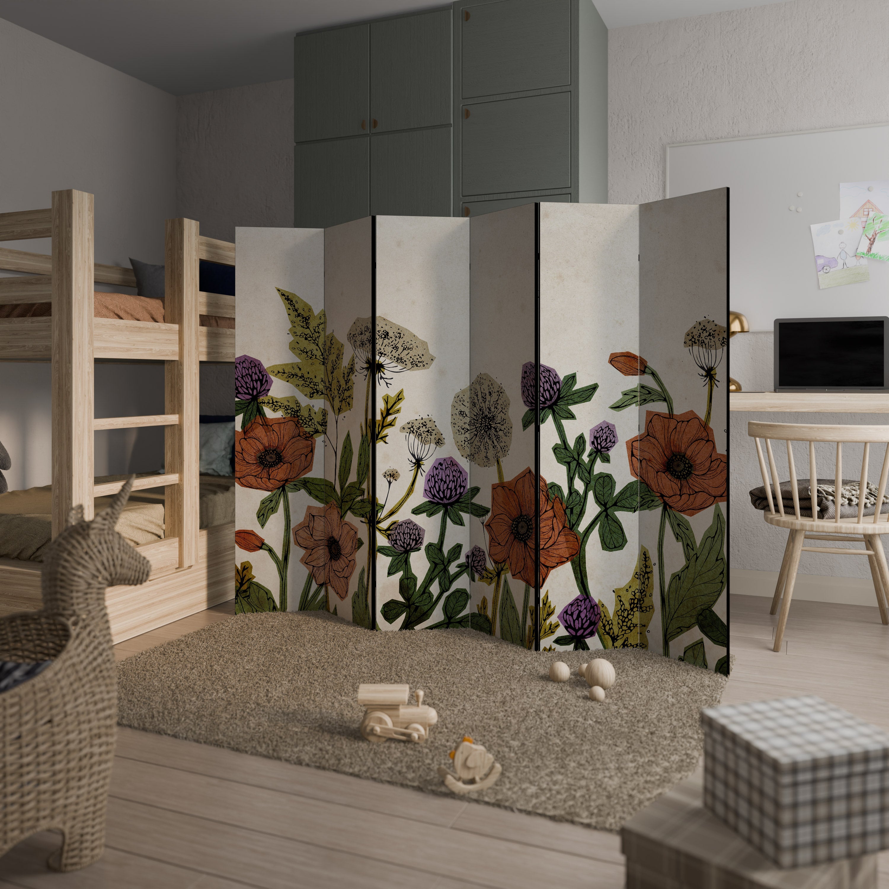 Séparateur de pièce décoratif à 6 panneaux SPROUT ELEGANCE