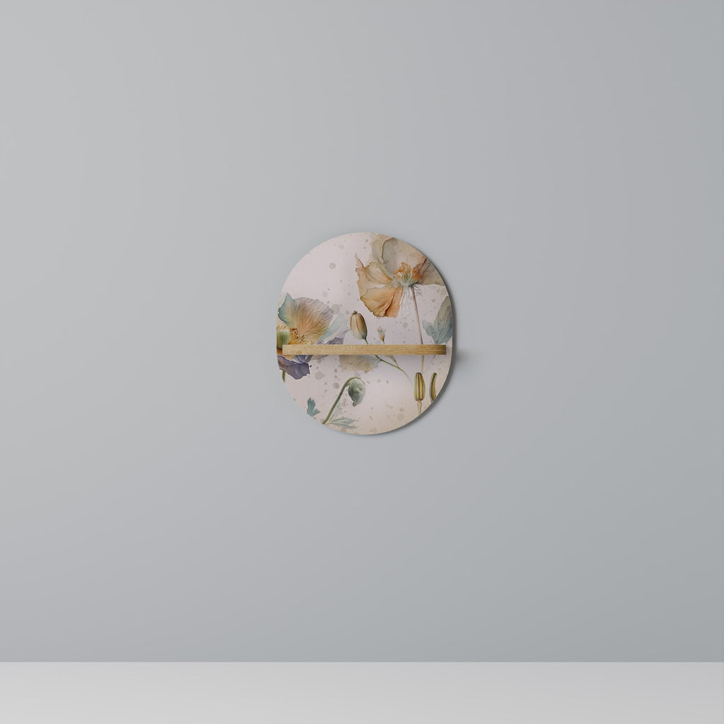 Étagère d'art ovale SOFTEN POPPY effet chêne