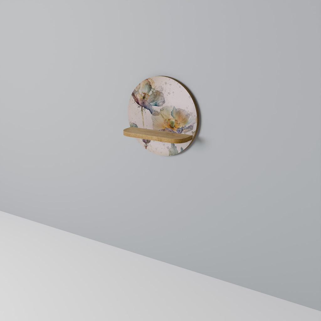 Étagère d'art ronde SOFTEN POPPY effet chêne