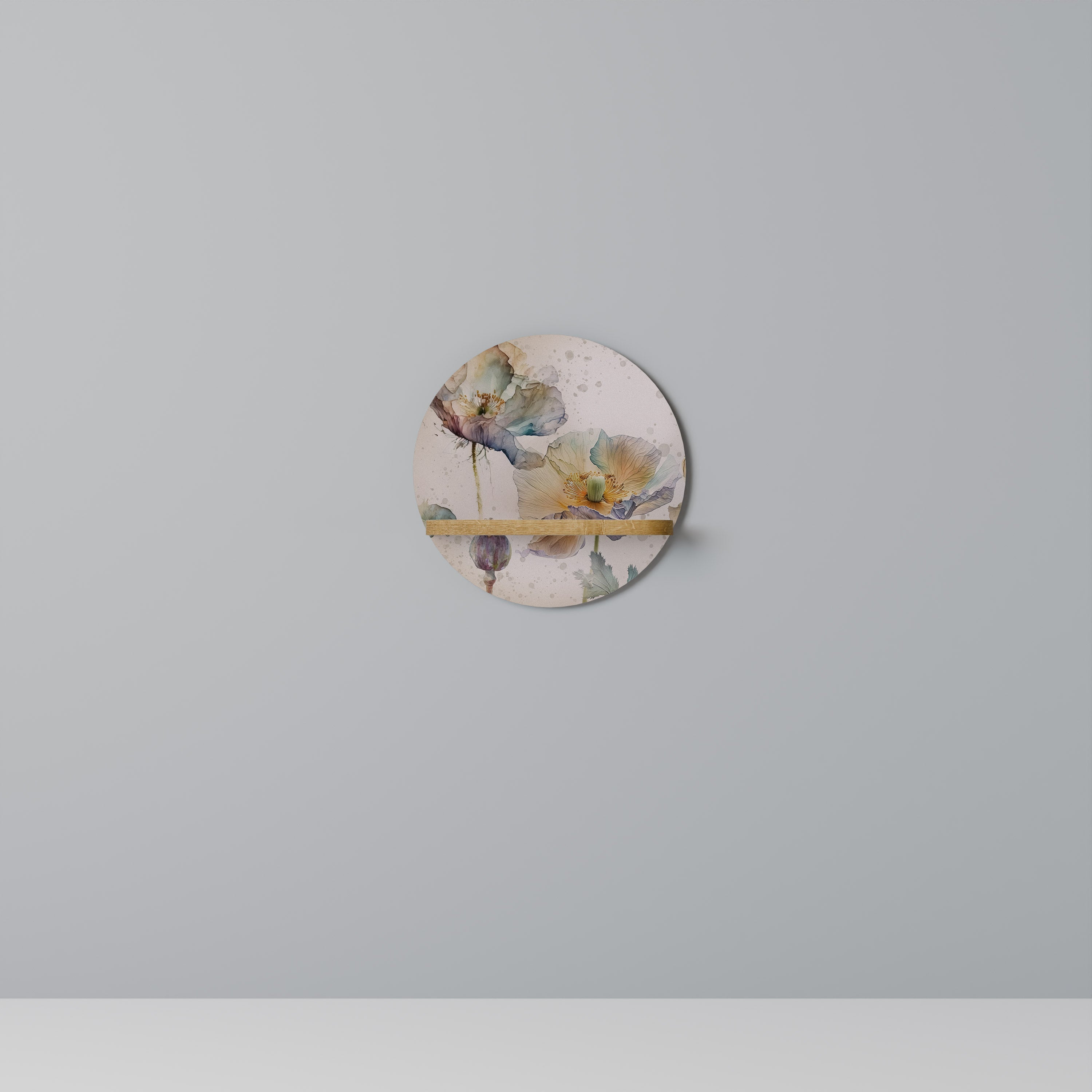 Étagère d'art ronde SOFTEN POPPY effet chêne