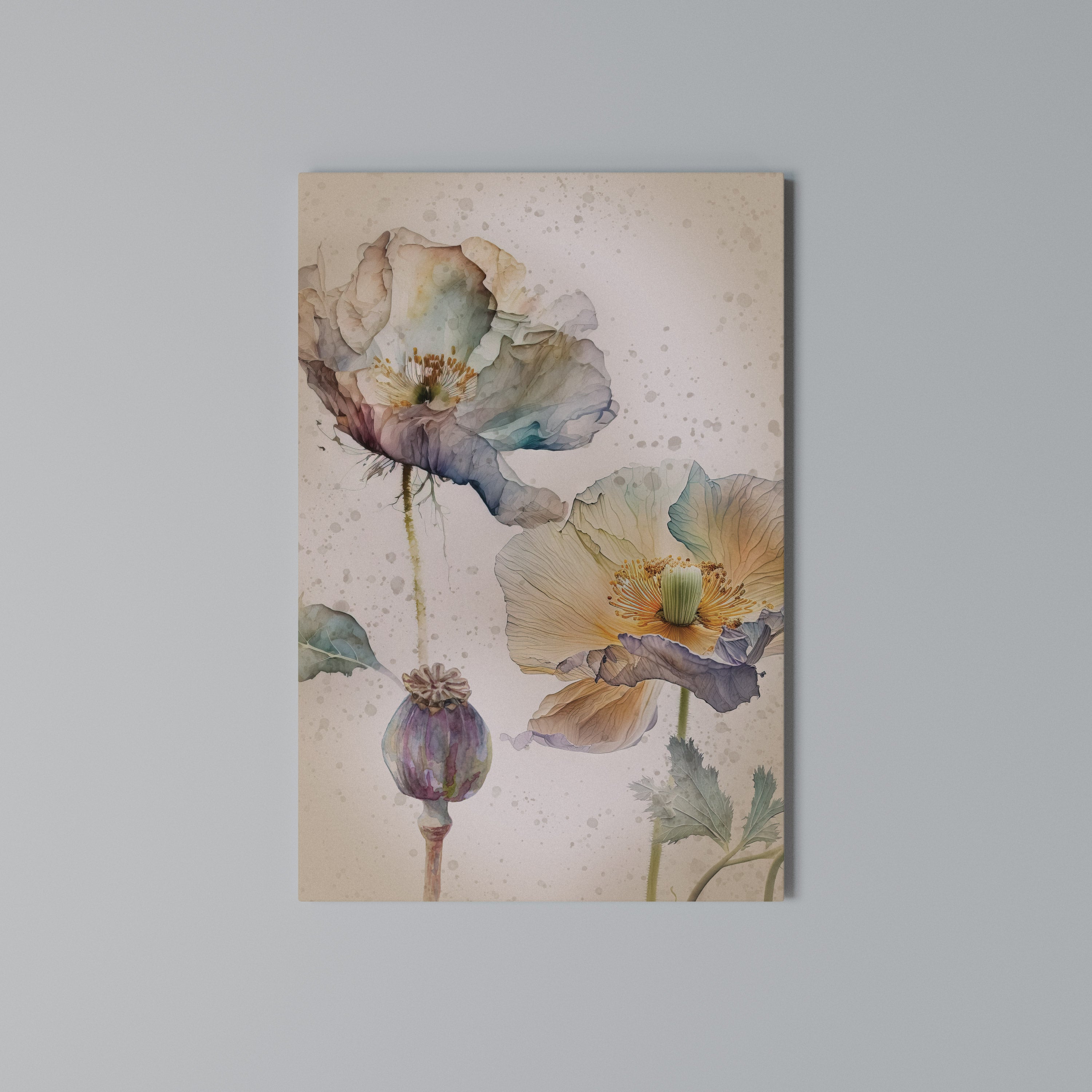SOFTEN POPPY Vertical Canvas Print