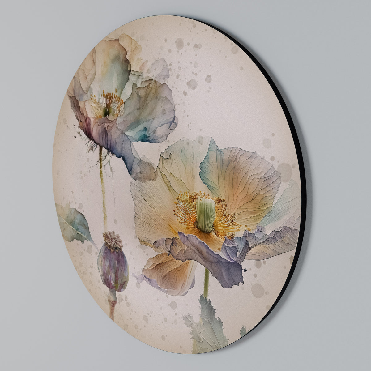 SOFTEN POPPY Round Wall Art
