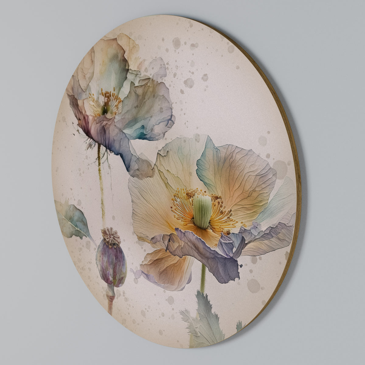 SOFTEN POPPY Round Wall Art
