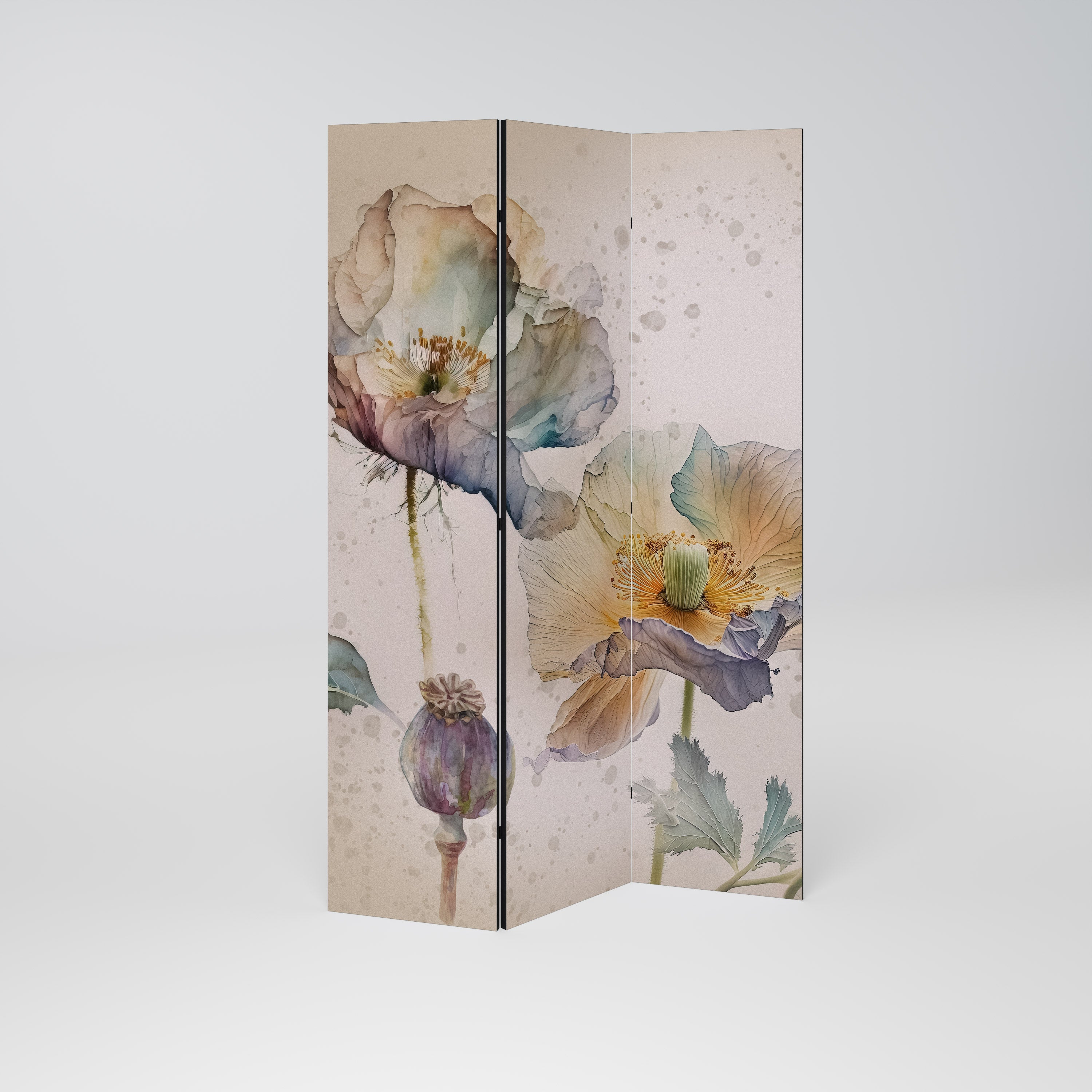 Séparateur de pièce décoratif à 3 panneaux SOFTEN POPPY