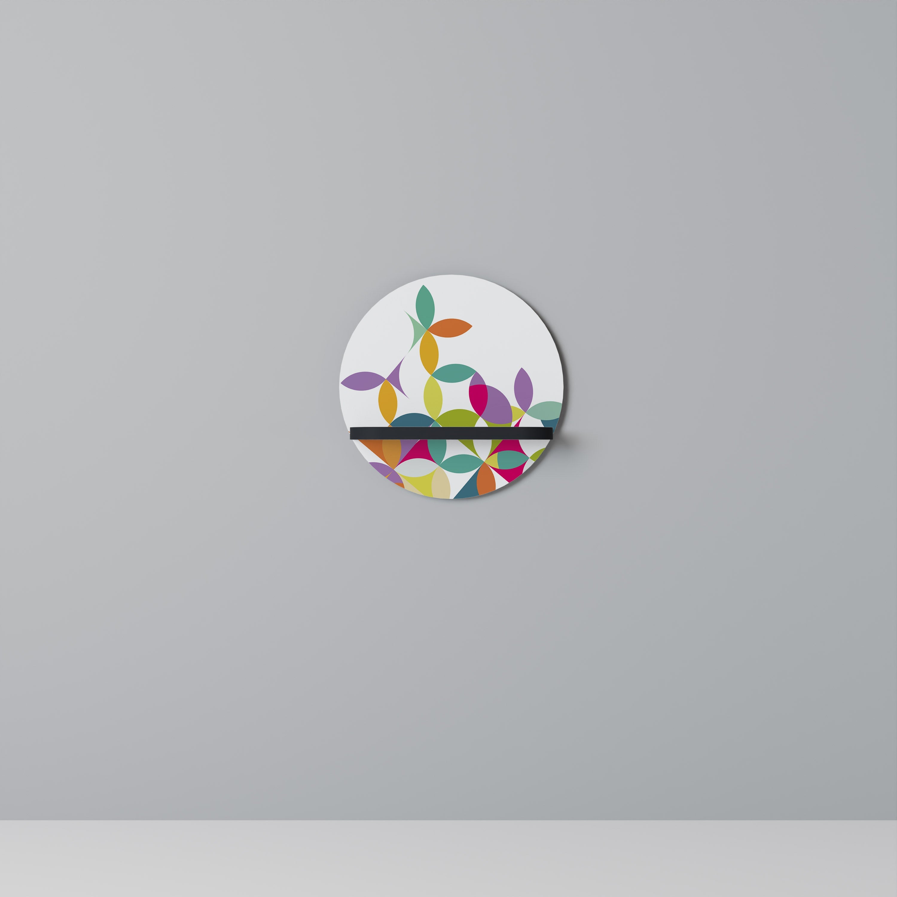 Étagère d'art ronde Pixel Blossom en finition noire