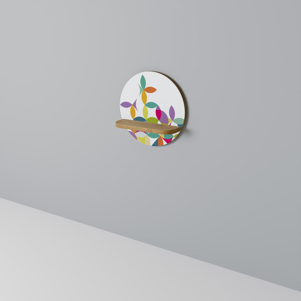 Étagère d'art ronde Pixel Blossom effet chêne