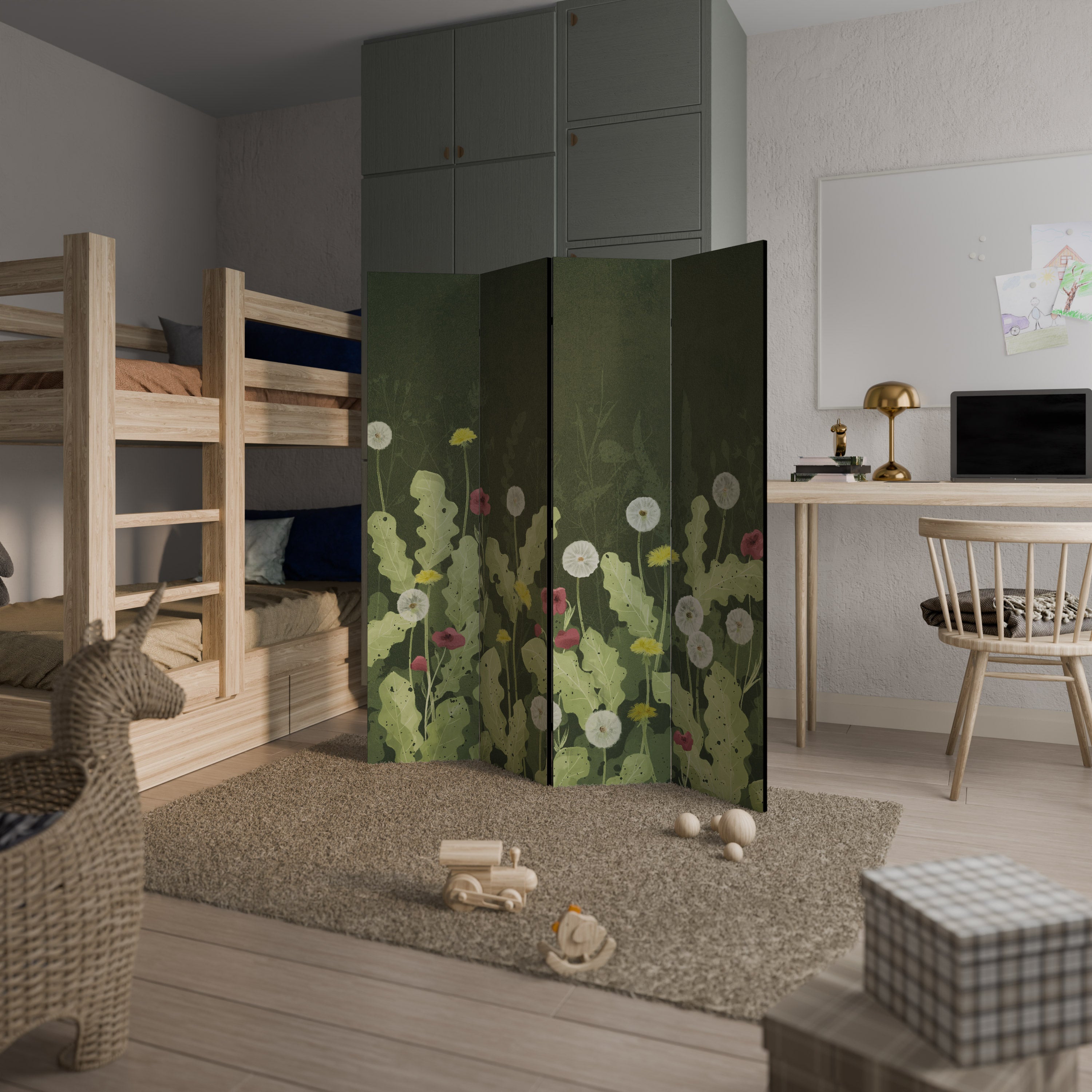 Séparateur de pièce décoratif à 4 panneaux DANDELION AMUSE