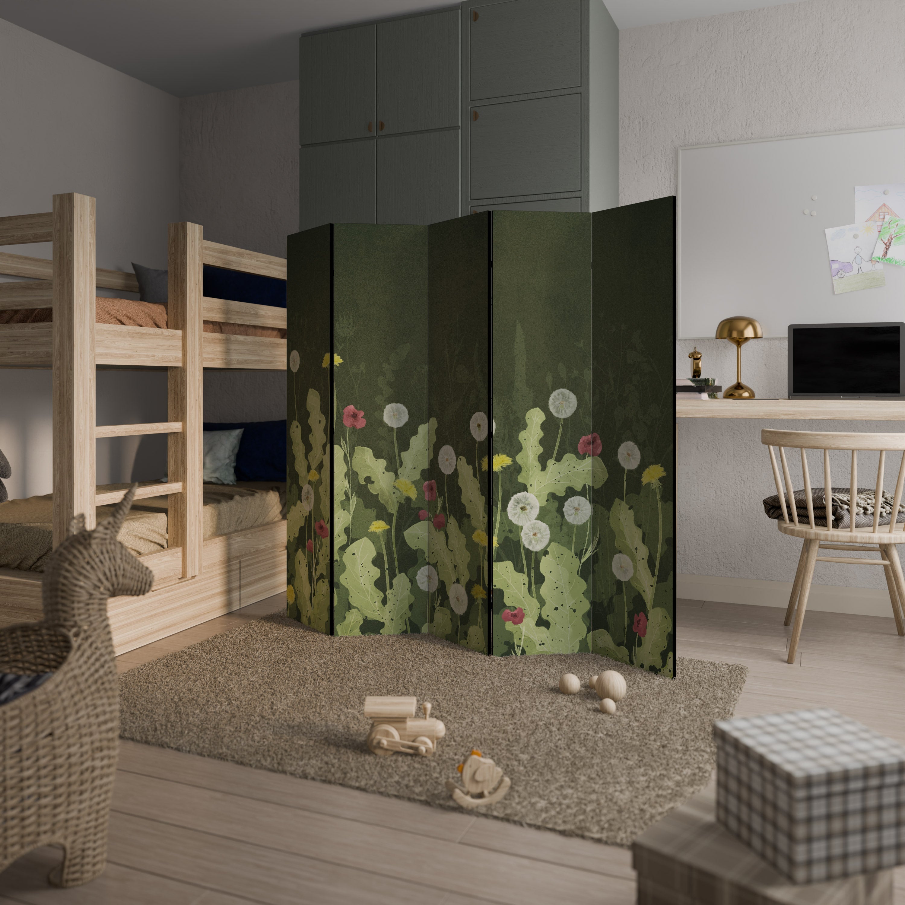 Séparateur de pièce décoratif à 5 panneaux DANDELION AMUSE