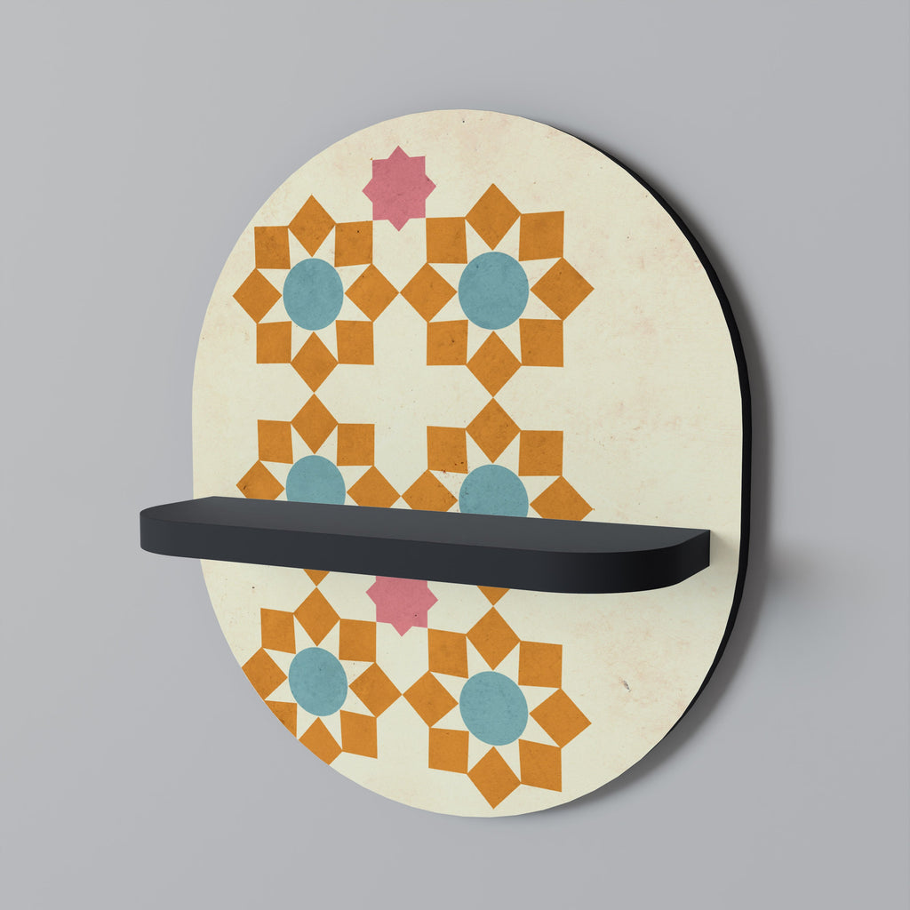 Étagère d'art ovale à décor floral en finition noire