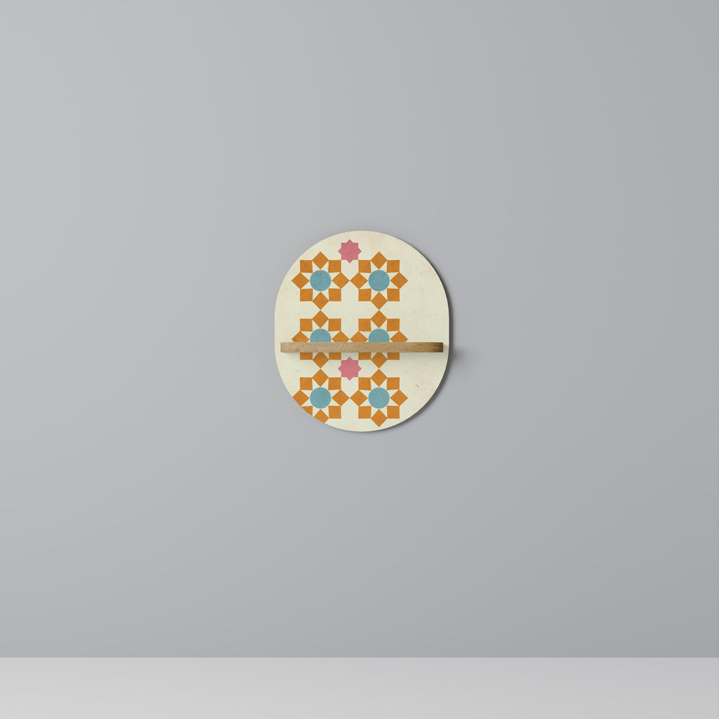 Étagère d'art ovale à décor floral effet chêne