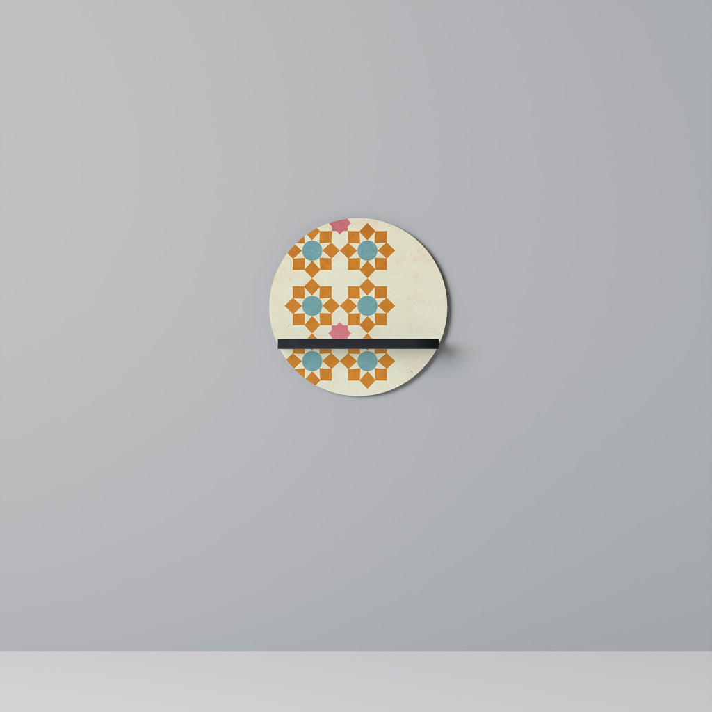 Étagère d'art ronde à décor floral en finition noire