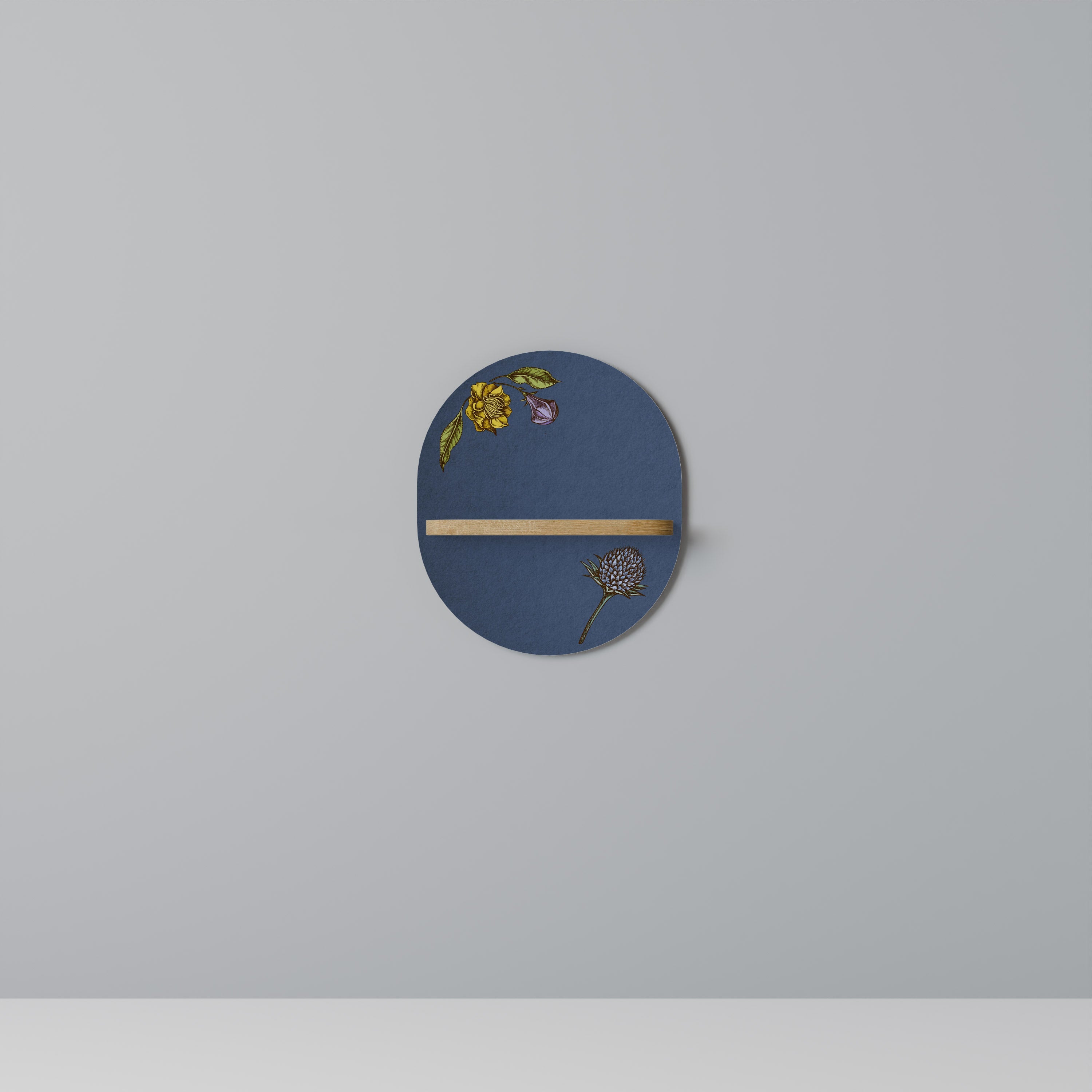 Étagère ovale MIDNIGHT FLORA effet chêne