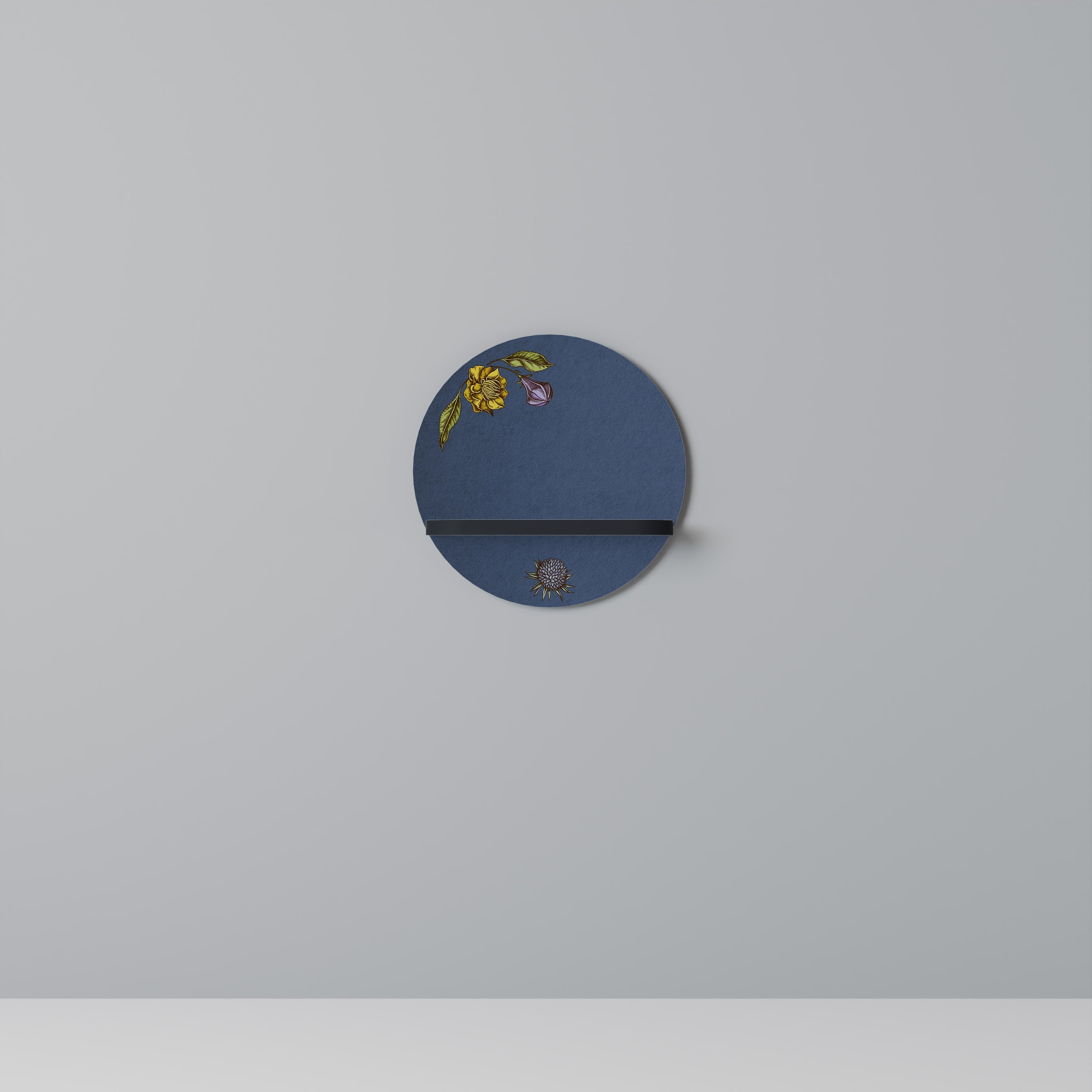 Étagère d'art ronde MIDNIGHT FLORA en finition noire