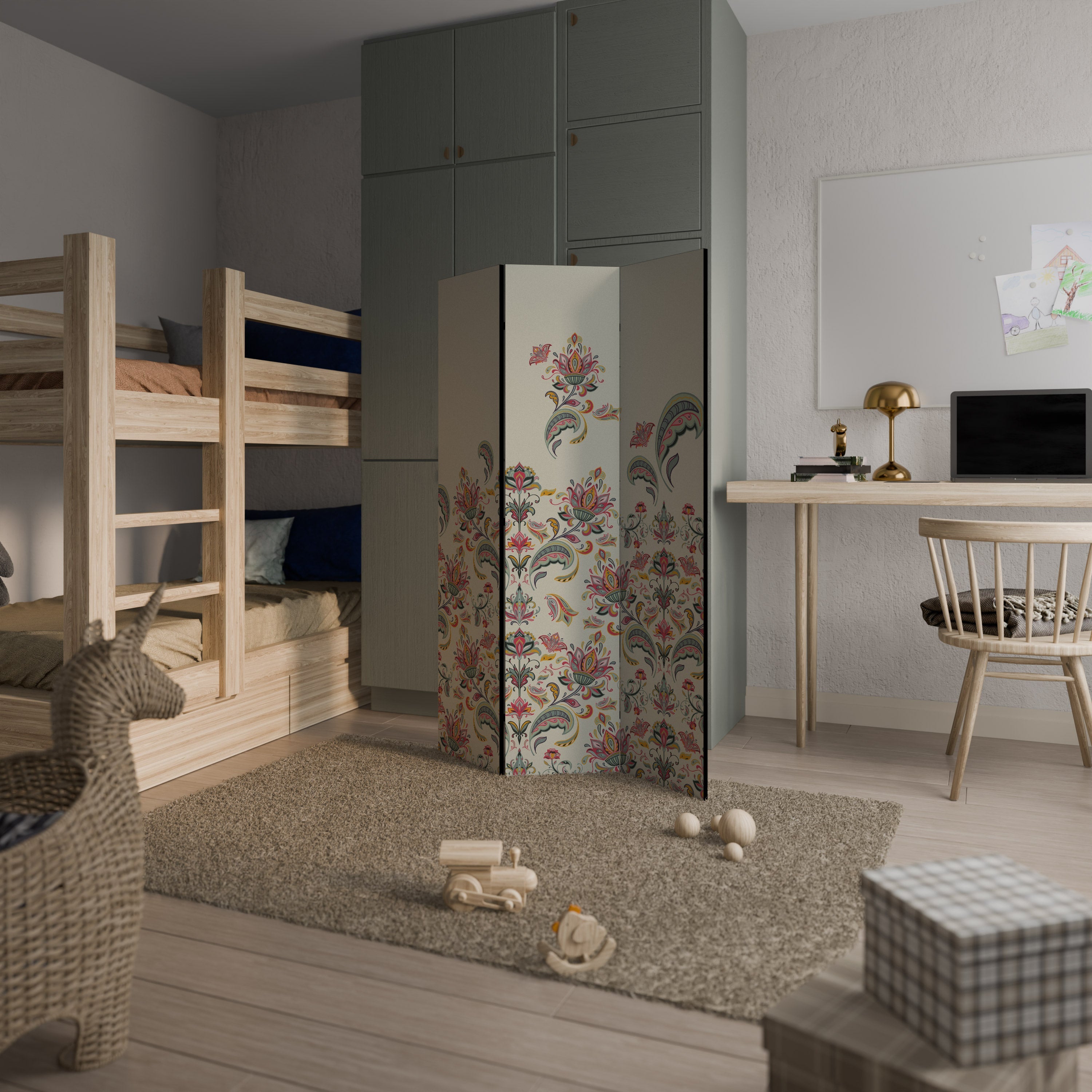 Cloison décorative à 3 panneaux FOLKLORE ORGANIQUE