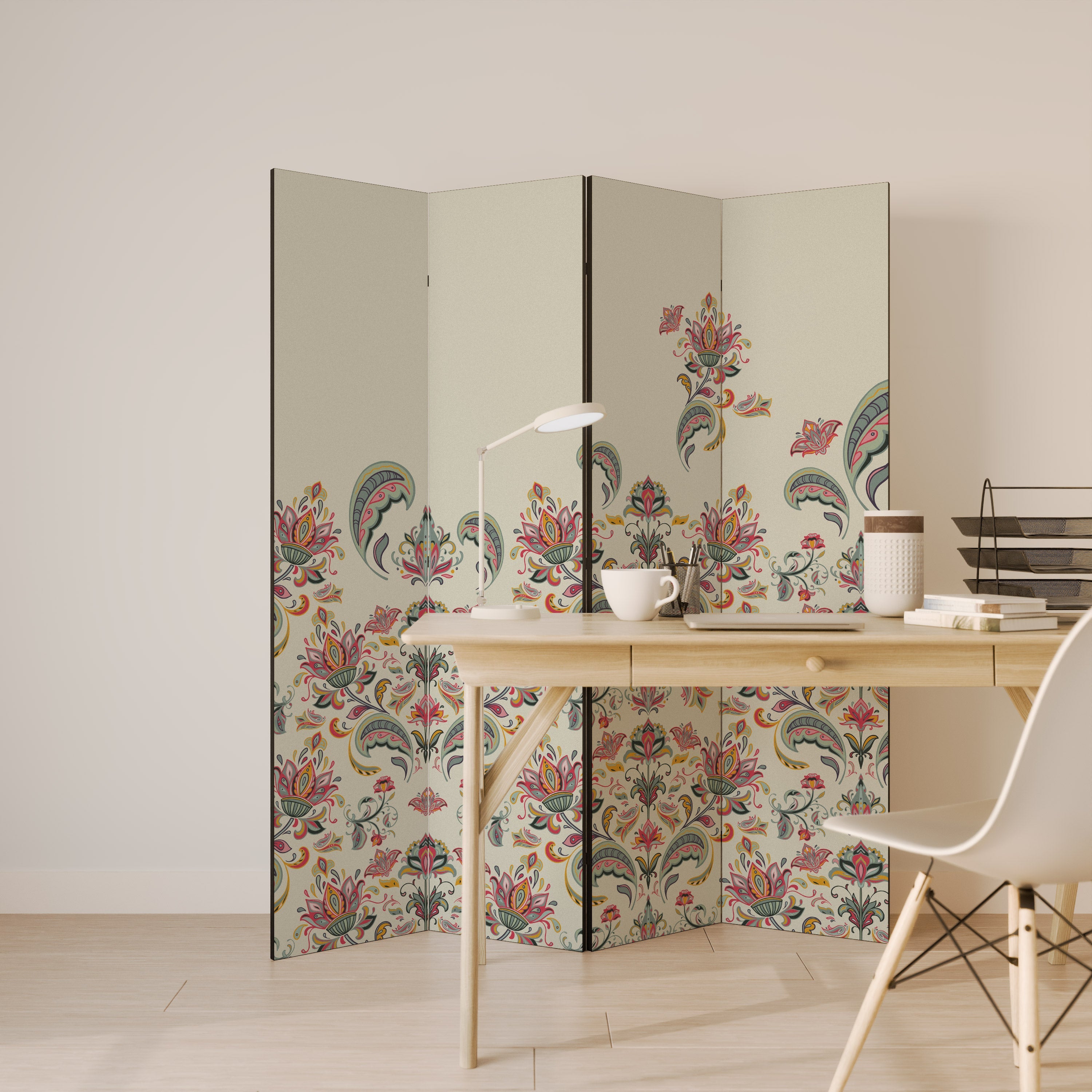 Cloison décorative à 4 panneaux FOLKLORE ORGANIQUE