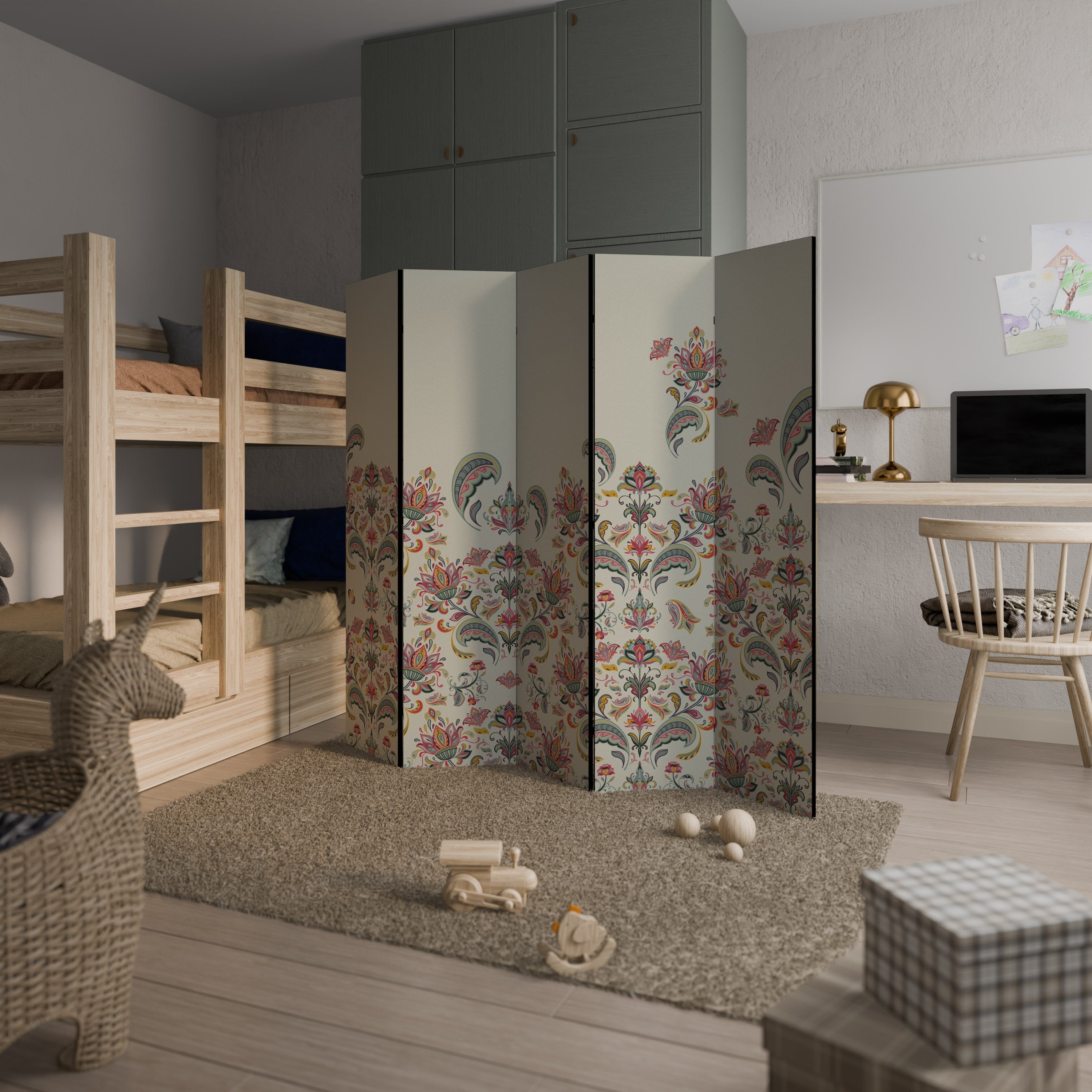 Cloison décorative à 5 panneaux FOLKLORE ORGANIQUE