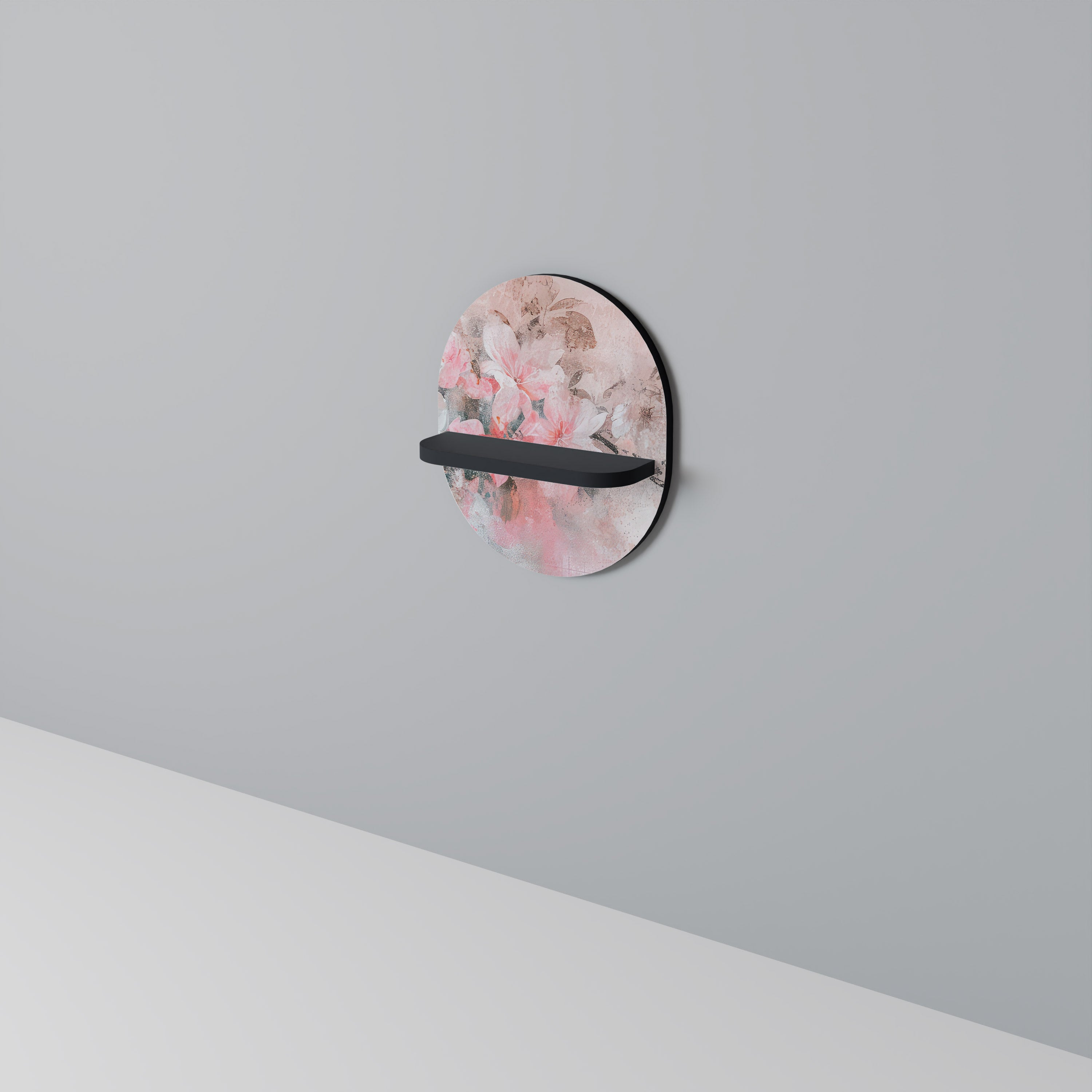 Étagère d'art ovale CHERRY BLOSSOM en finition noire