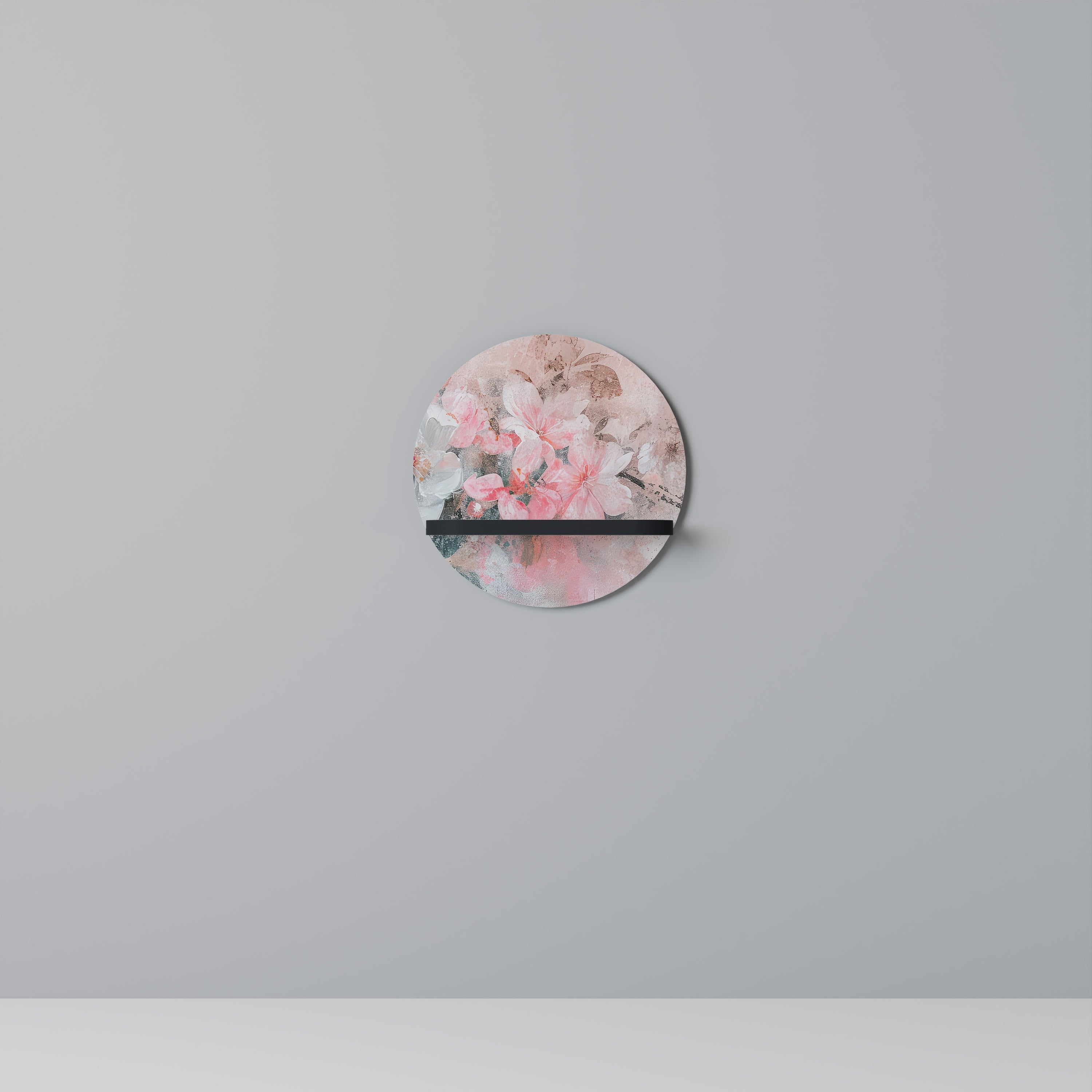 Étagère d'art ronde CHERRY BLOSSOM en finition noire