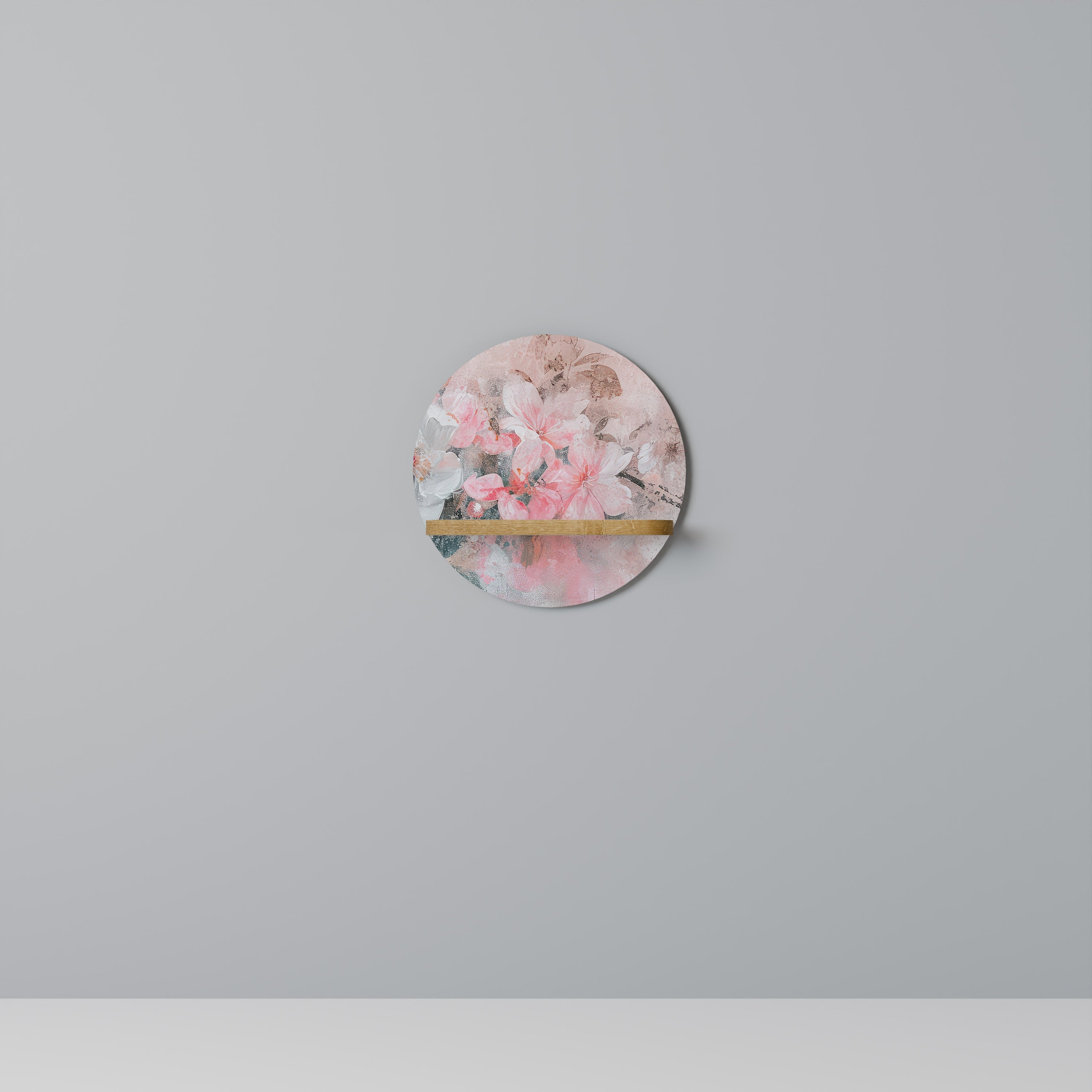 Étagère d'art ronde CHERRY BLOSSOM effet chêne