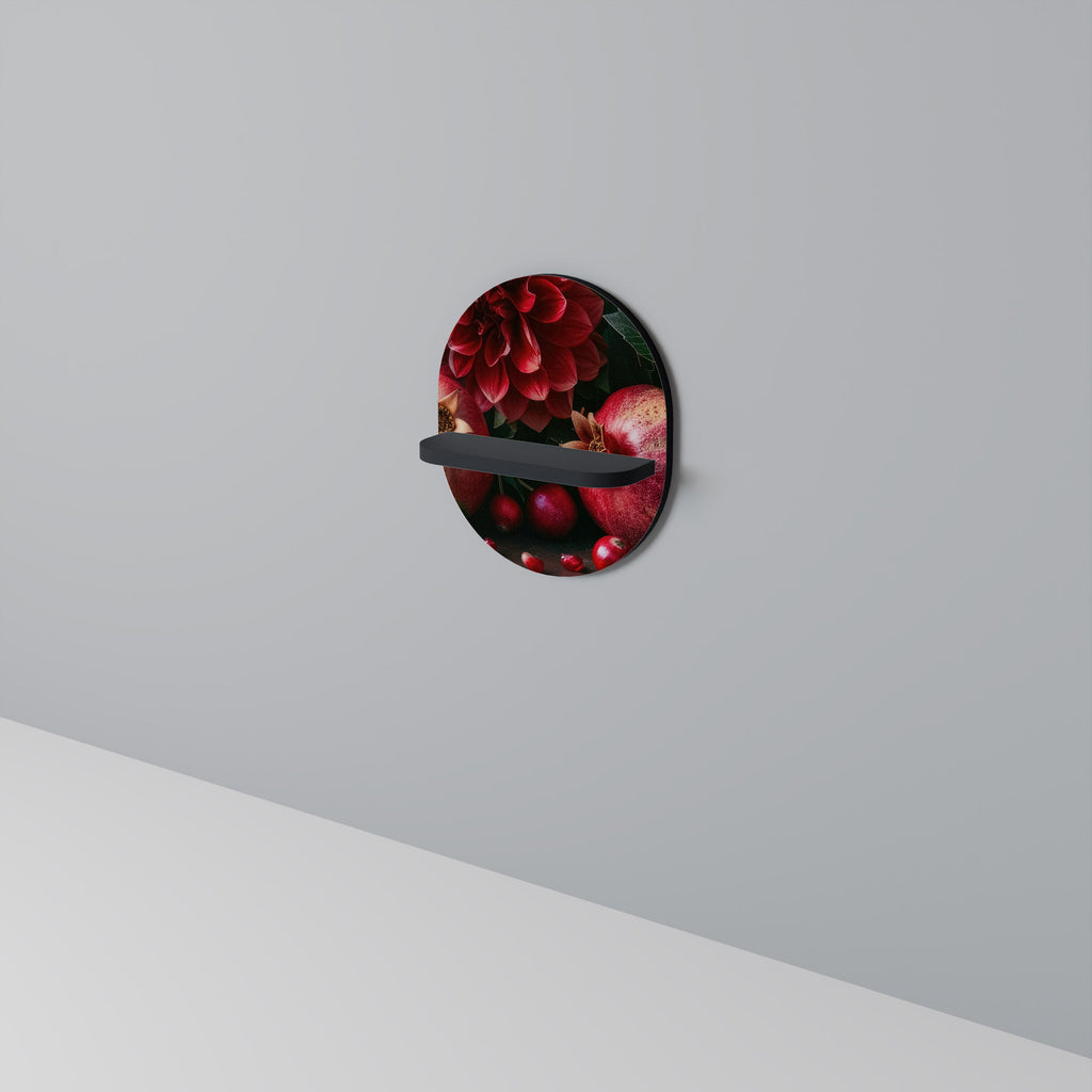 Étagère d'art ovale DAHLIAS ET GRENADES en finition noire