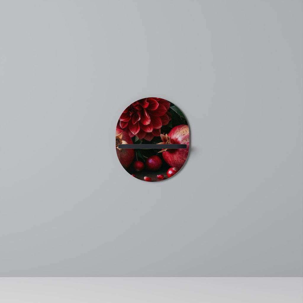 Étagère d'art ovale DAHLIAS ET GRENADES en finition noire